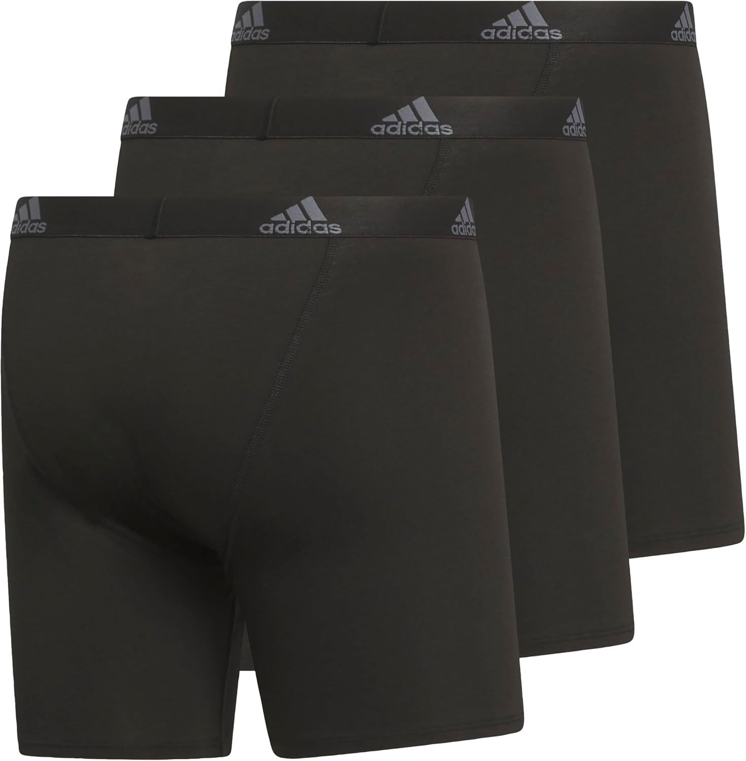 image:imageadidas Mens Performance Stretch Cotton Boxer Briefs Mens Underwear Boxer Brief Soft Stretch Superior Comfort 3PackBlackOnix Grey