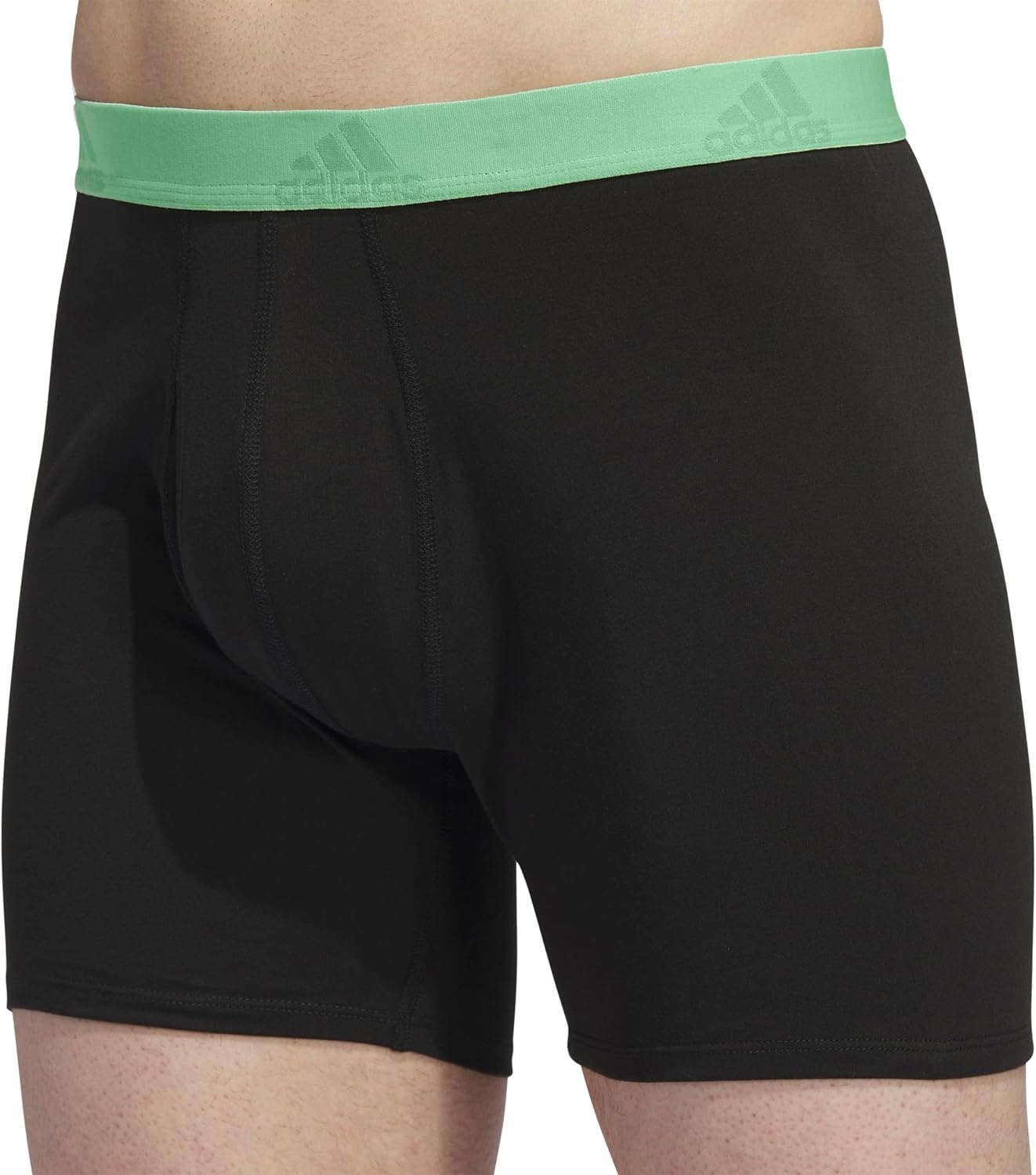 image:imageadidas Mens Performance Stretch Cotton Boxer Briefs Mens Underwear Boxer Brief Soft Stretch Superior Comfort 3PackBlackSemi Green SparkPreloved Fig Purple