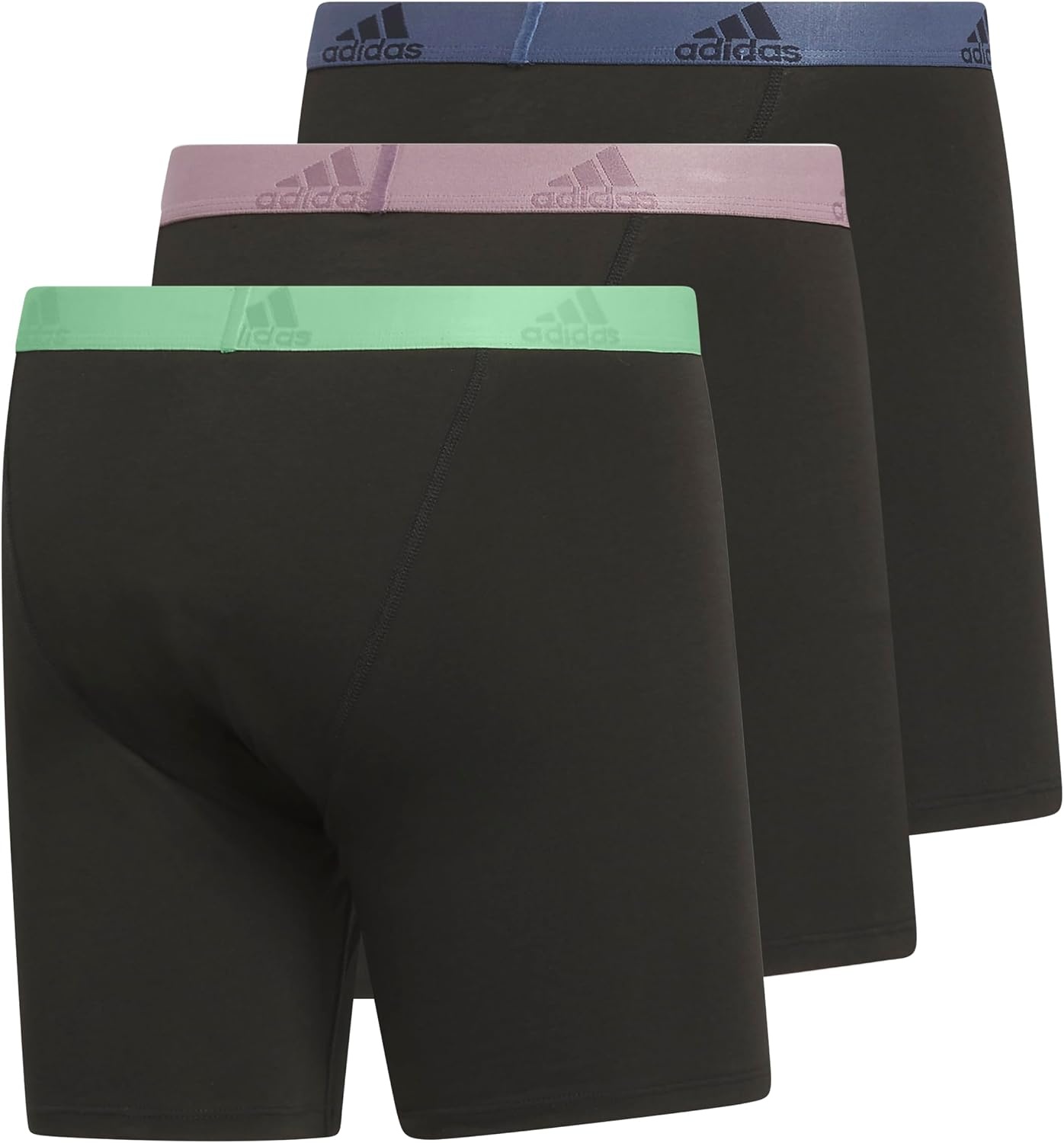image:imageadidas Mens Performance Stretch Cotton Boxer Briefs Mens Underwear Boxer Brief Soft Stretch Superior Comfort 3PackBlackSemi Green SparkPreloved Fig Purple
