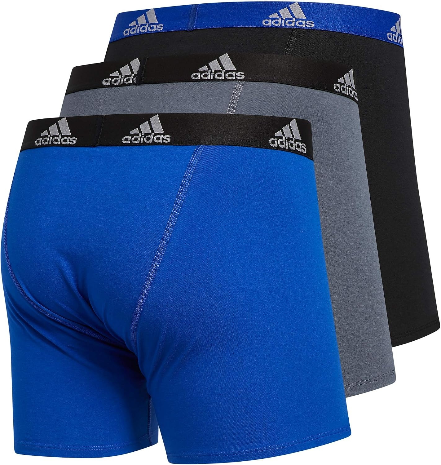 image:imageadidas Mens Performance Stretch Cotton Boxer Briefs Mens Underwear Boxer Brief Soft Stretch Superior Comfort 3PackBold BlueOnix GreyBlack