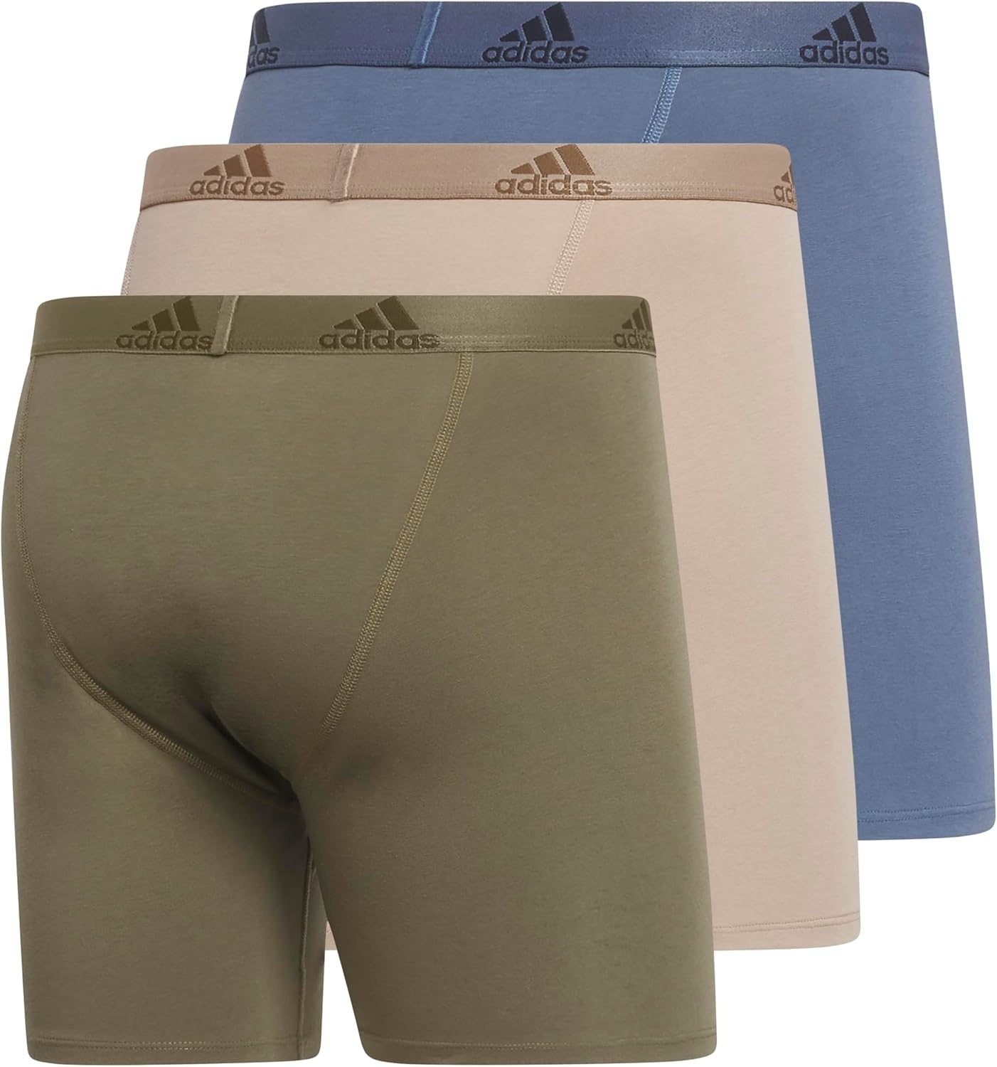 image:imageadidas Mens Performance Stretch Cotton Boxer Briefs Mens Underwear Boxer Brief Soft Stretch Superior Comfort 3PackOlive Strata GreenChalky BrownPreloved Ink Blue