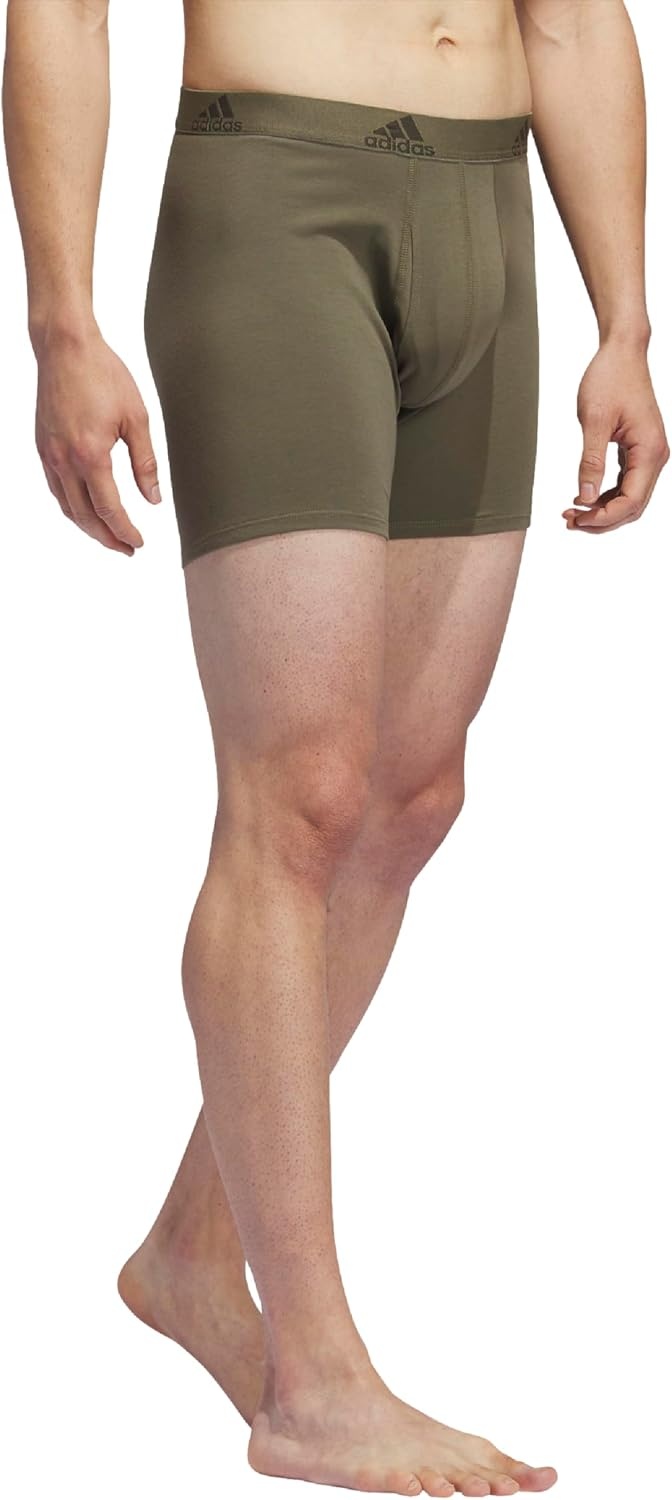 image:imageadidas Mens Performance Stretch Cotton Boxer Briefs Mens Underwear Boxer Brief Soft Stretch Superior Comfort 3PackOlive Strata GreenChalky BrownPreloved Ink Blue