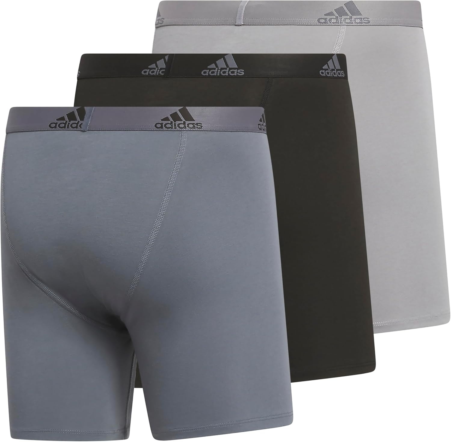 image:imageadidas Mens Performance Stretch Cotton Boxer Briefs Mens Underwear Boxer Brief Soft Stretch Superior Comfort 3PackOnix GreyBlackGrey