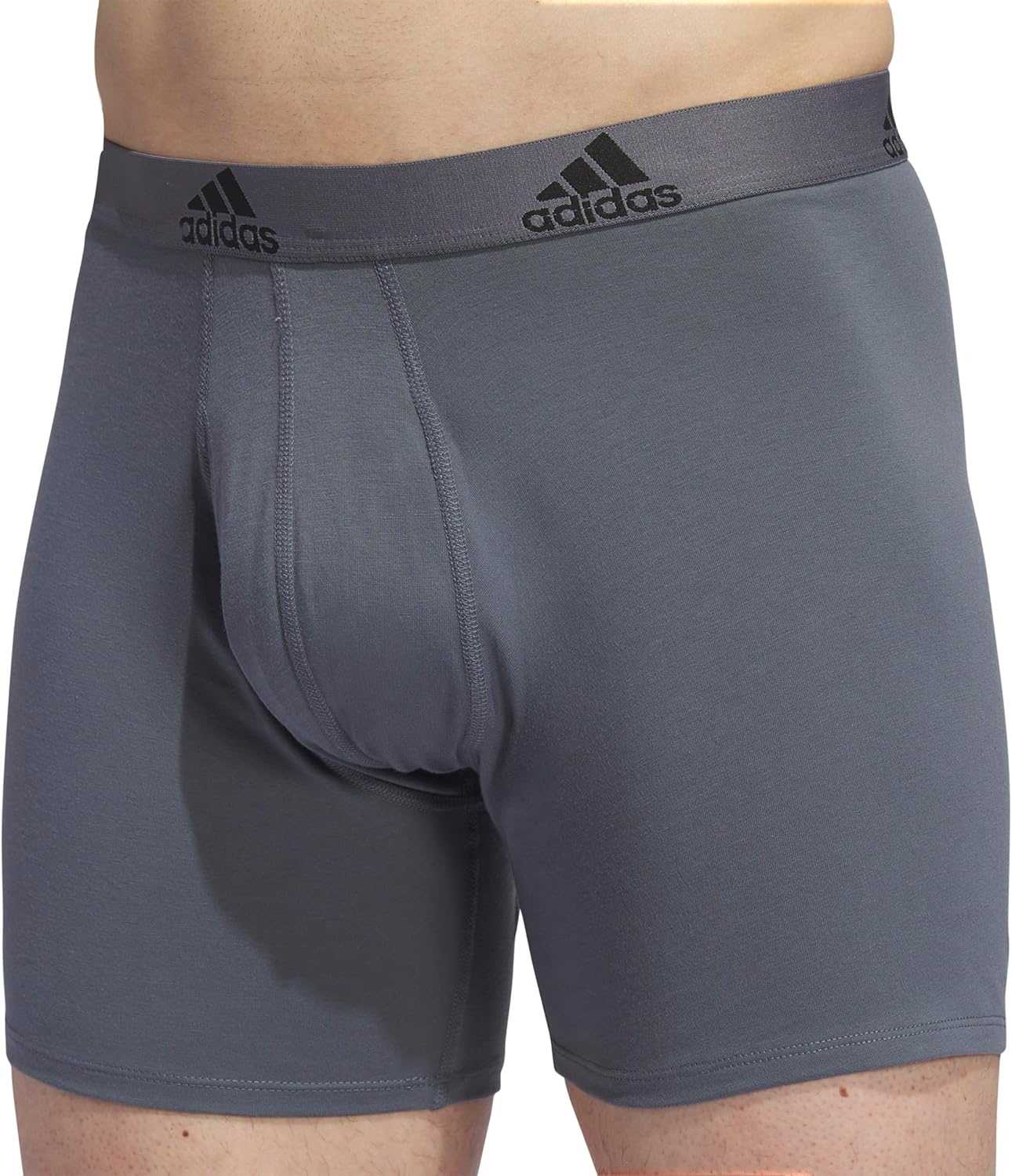image:imageadidas Mens Performance Stretch Cotton Boxer Briefs Mens Underwear Boxer Brief Soft Stretch Superior Comfort 3PackOnix GreyBlackGrey