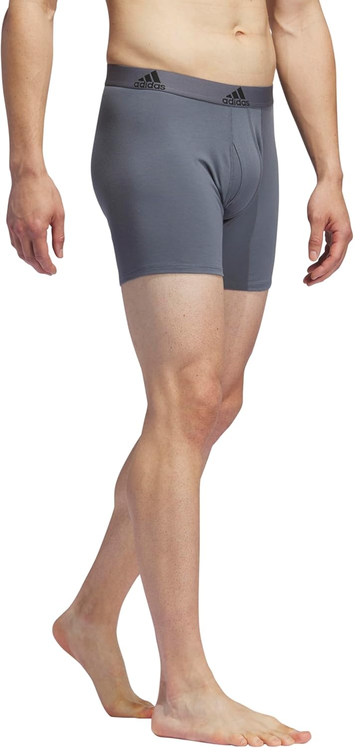 image:imageadidas Mens Performance Stretch Cotton Boxer Briefs Mens Underwear Boxer Brief Soft Stretch Superior Comfort 3PackOnix GreyBlackGrey