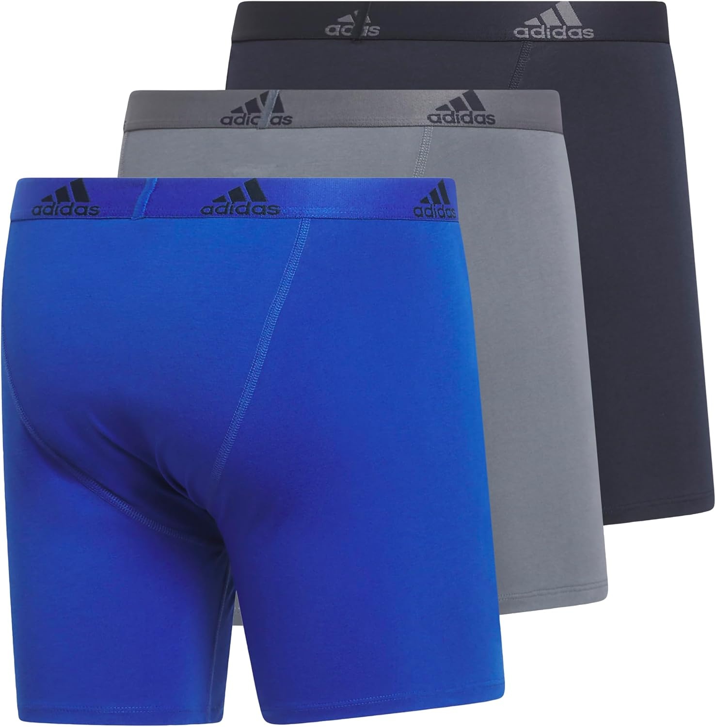image:imageadidas Mens Performance Stretch Cotton Boxer Briefs Mens Underwear Boxer Brief Soft Stretch Superior Comfort 3PackTeam Royal BlueOnix GreyLegend Ink Blue