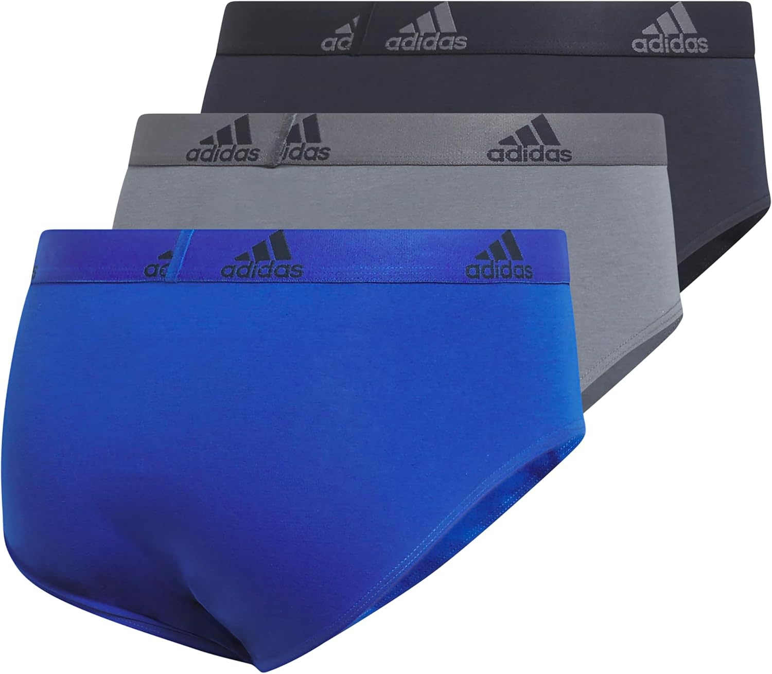 image:imageadidas Mens Performance Stretch Cotton Brief Underwear 3pack Designed for Active Comfort and All Day WearTeam Royal BlueOnix GreyLegend Ink Blue