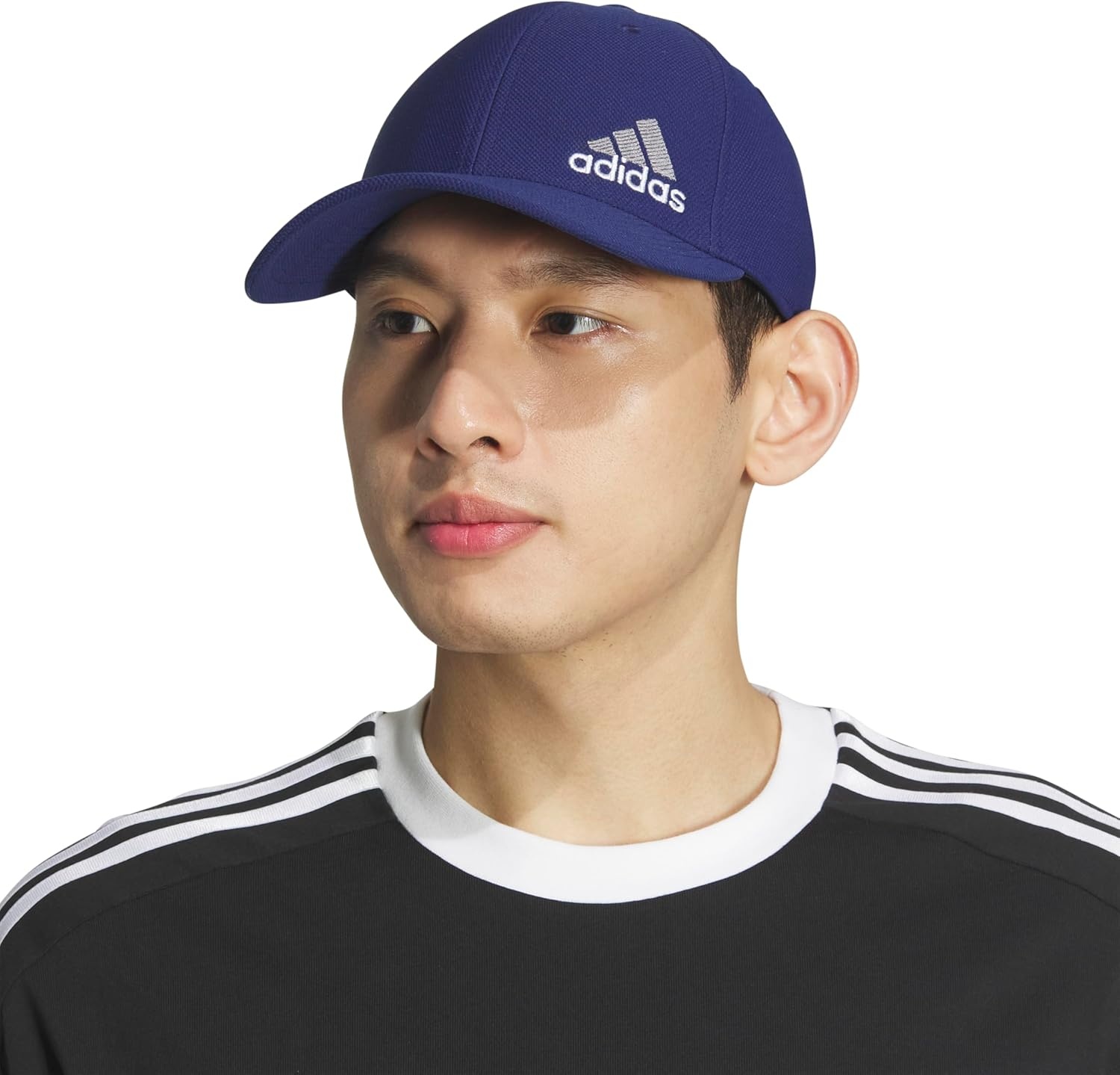 image:imageadidas Mens Release 3 Structured Stretch Fit CapDark BlueGreyWhite