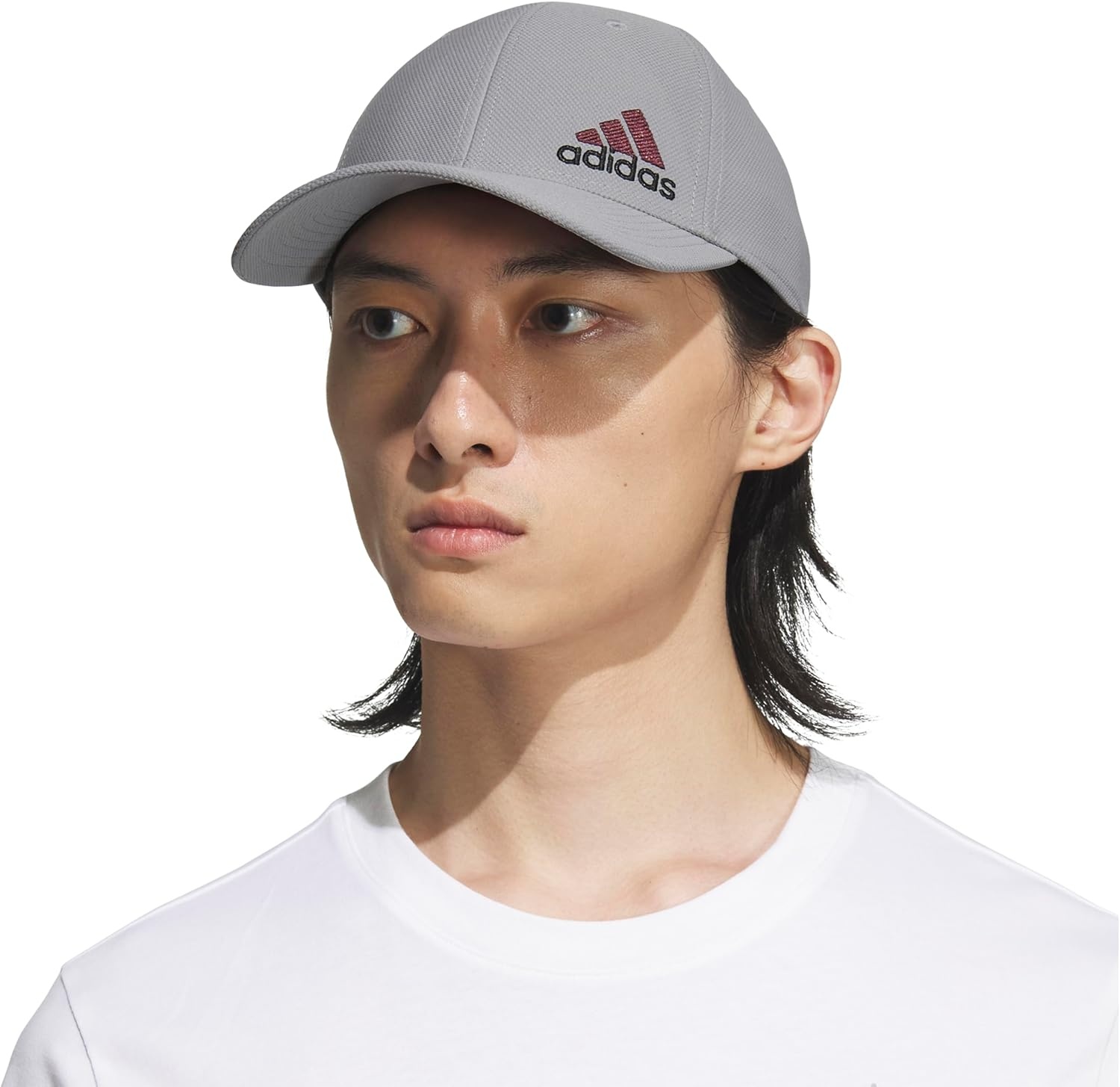 image:imageadidas Mens Release 3 Structured Stretch Fit CapGrey ThreeAurora Ruby RedBlack