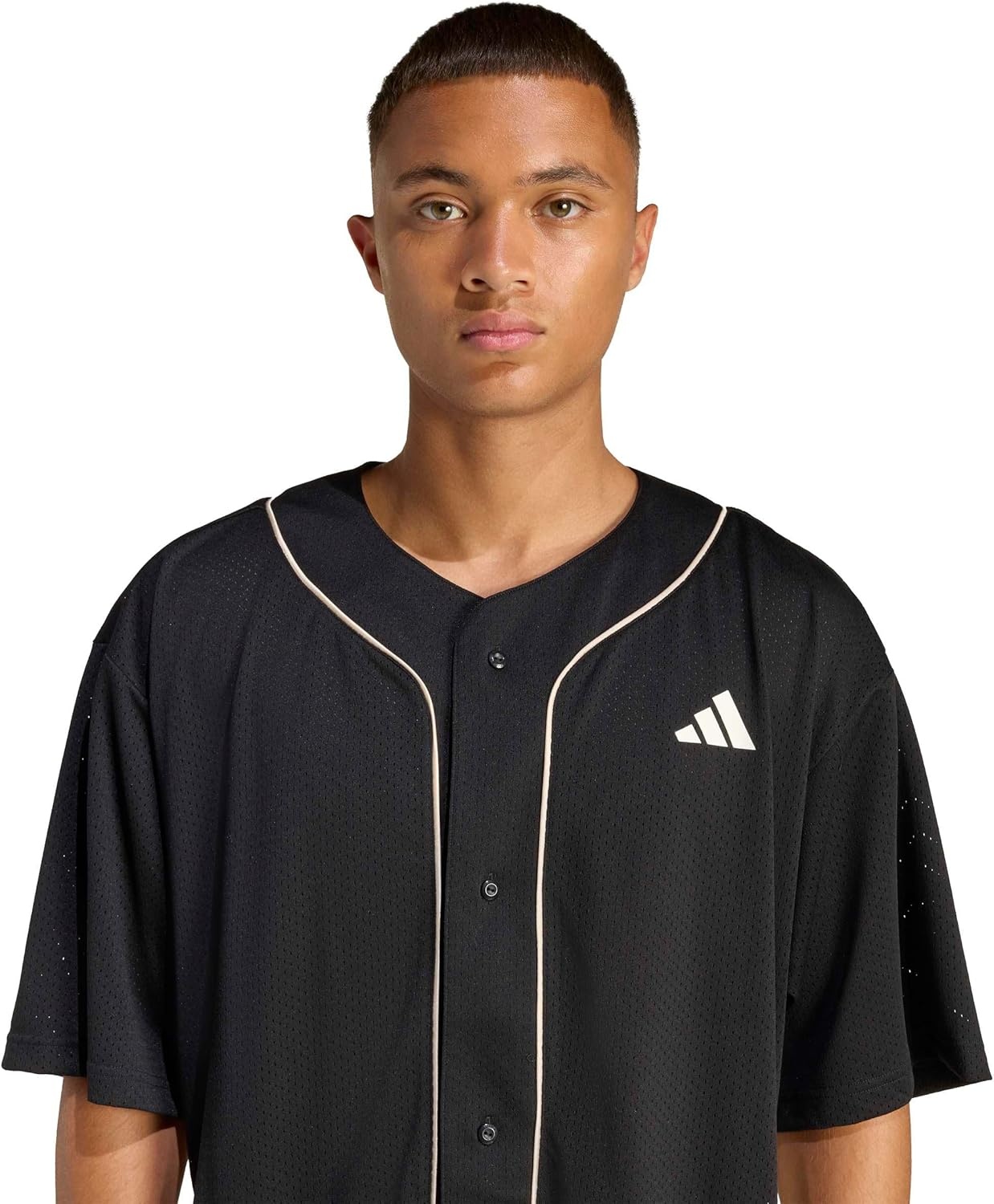 image:imageadidas Mens Stadium Mesh Baseball TShirtBlackCrystal LinenOff White