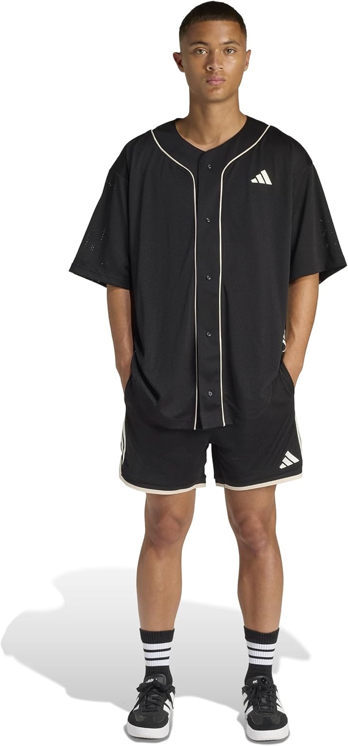 image:imageadidas Mens Stadium Mesh Baseball TShirtBlackCrystal LinenOff White