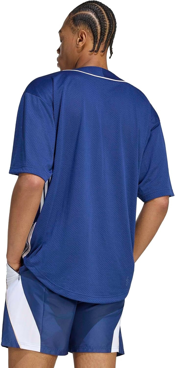 image:imageadidas Mens Stadium Mesh Baseball TShirtDark BlueCrystal LinenWhite