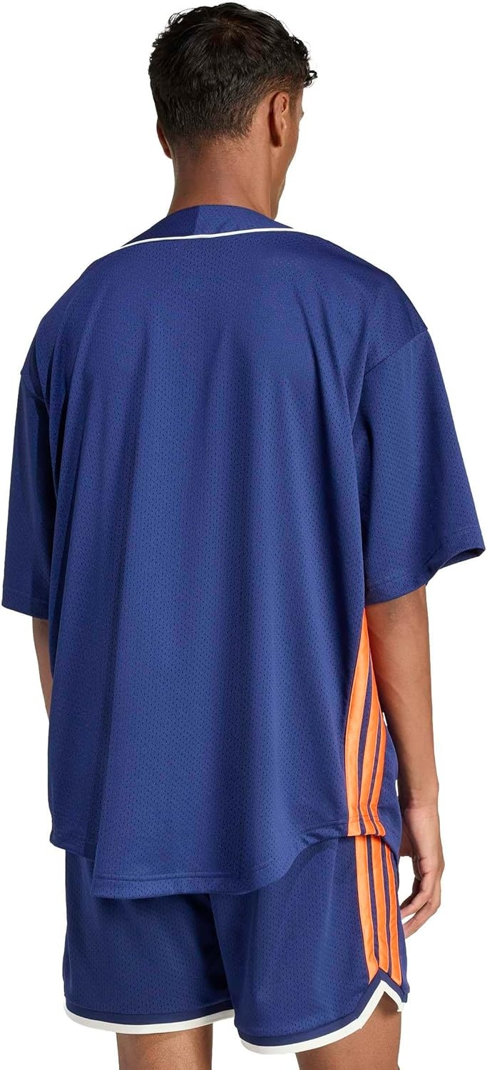 image:imageadidas Mens Stadium Mesh Baseball TShirtDark BlueOff WhitePure Orange