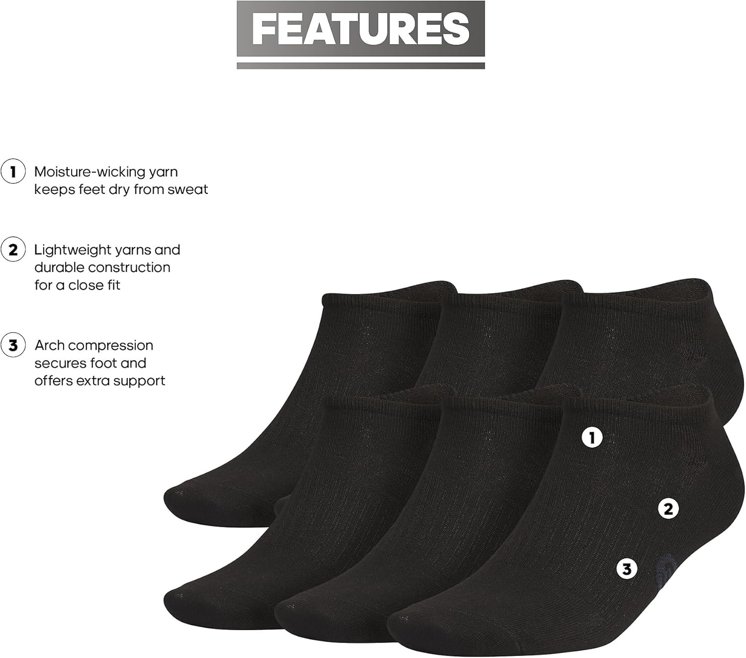 image:imageadidas Mens Superlite No Show Socks 6 Pairs Lightweight amp BreathableClassicBlackNight Grey