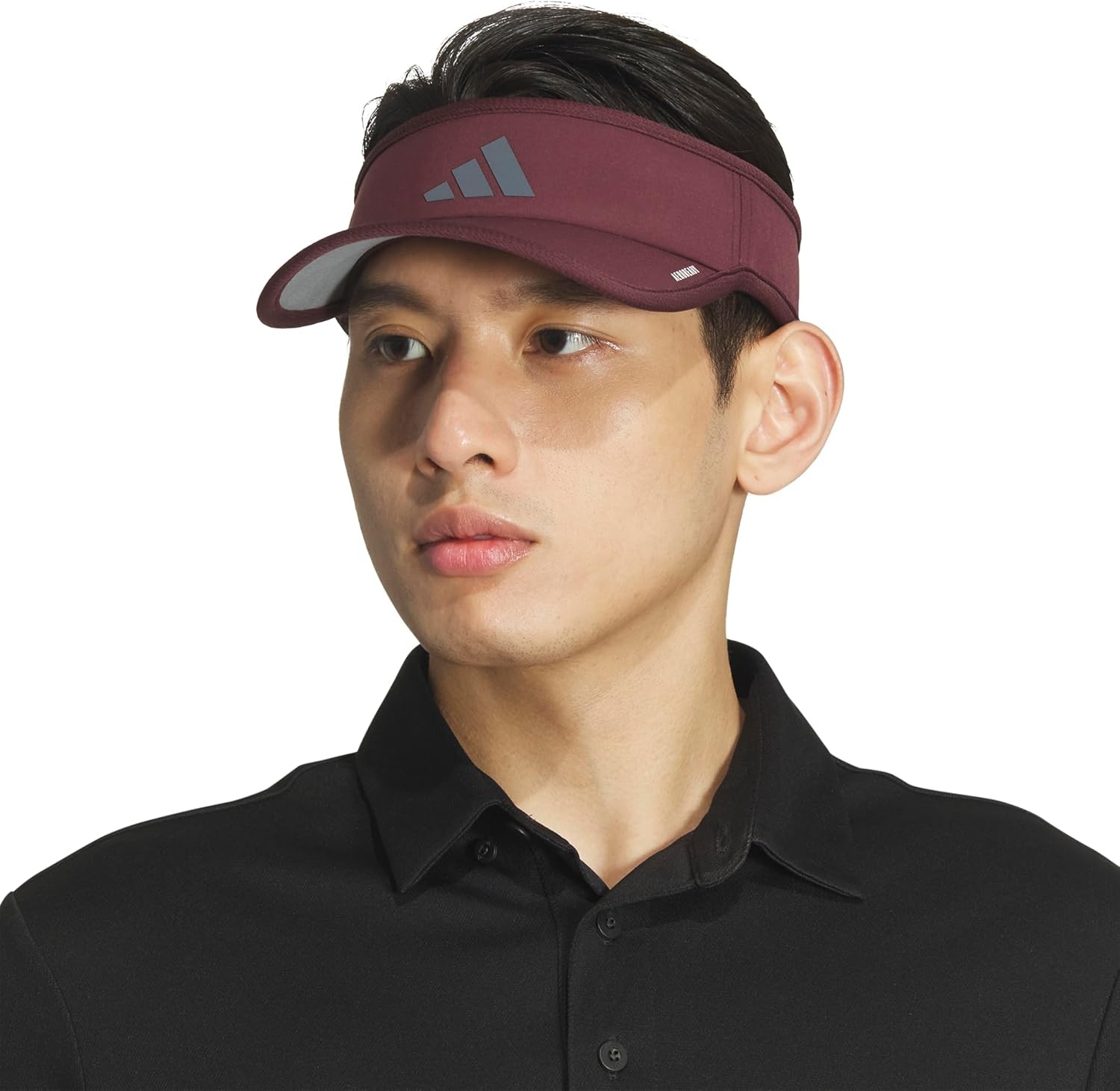 image:imageadidas Mens Superlite Visor Lightweight MoistureWicking Running HatAurora Ruby RedOnix Grey3