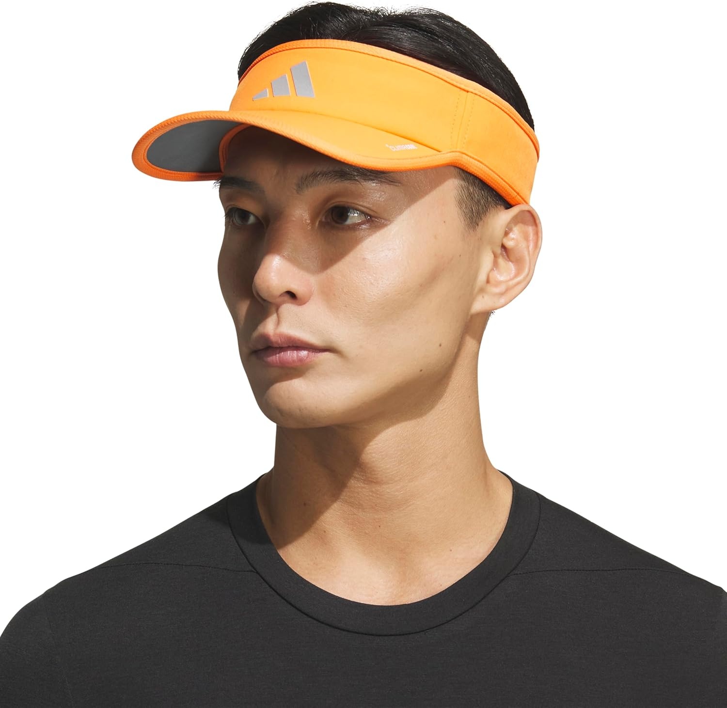 image:imageadidas Mens Superlite Visor Lightweight MoistureWicking Running HatPure OrangeSilver MetallicWhite3