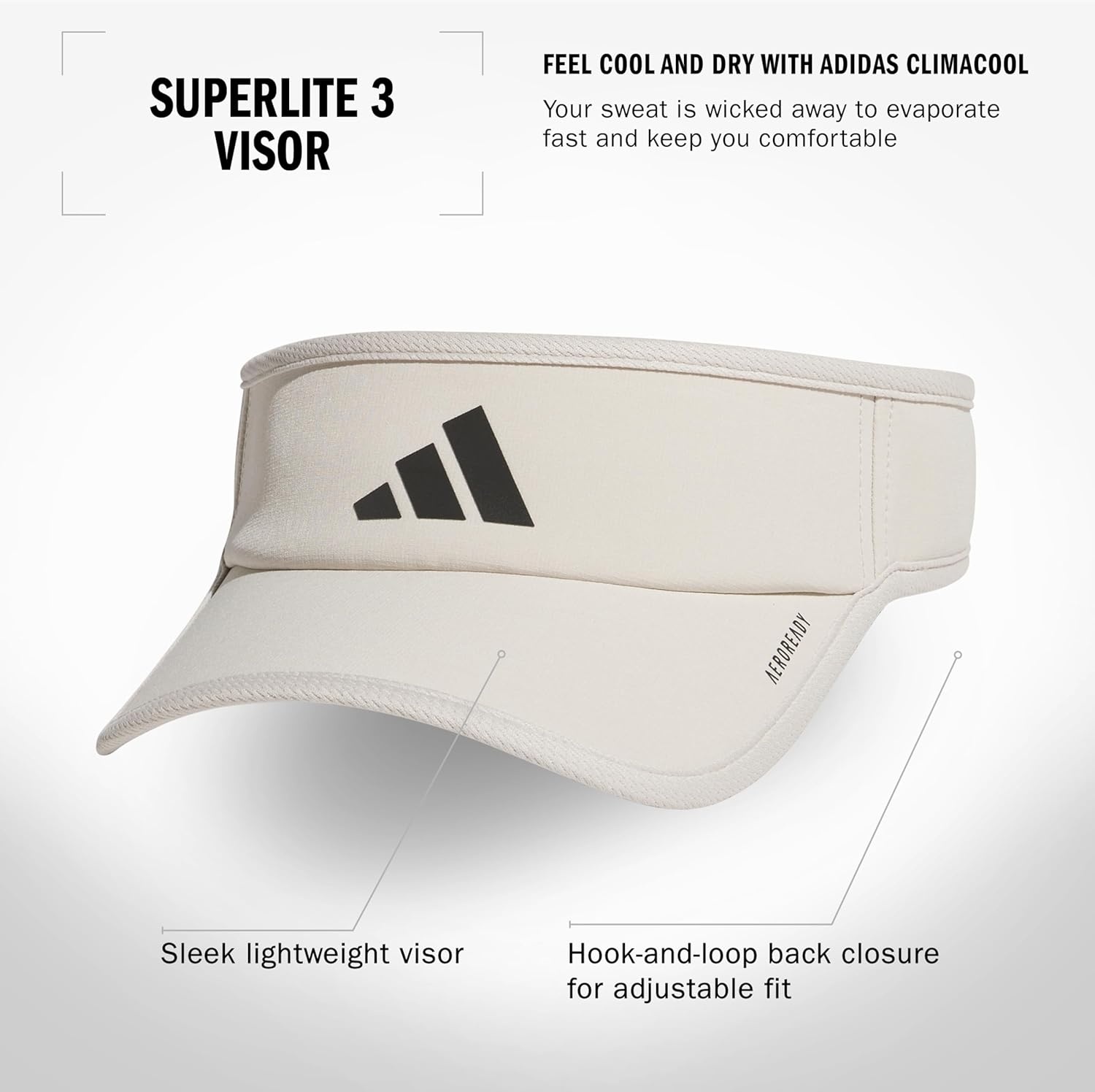 image:imageadidas Mens Superlite Visor Lightweight MoistureWicking Running HatWonder Alumina GreyBlack3