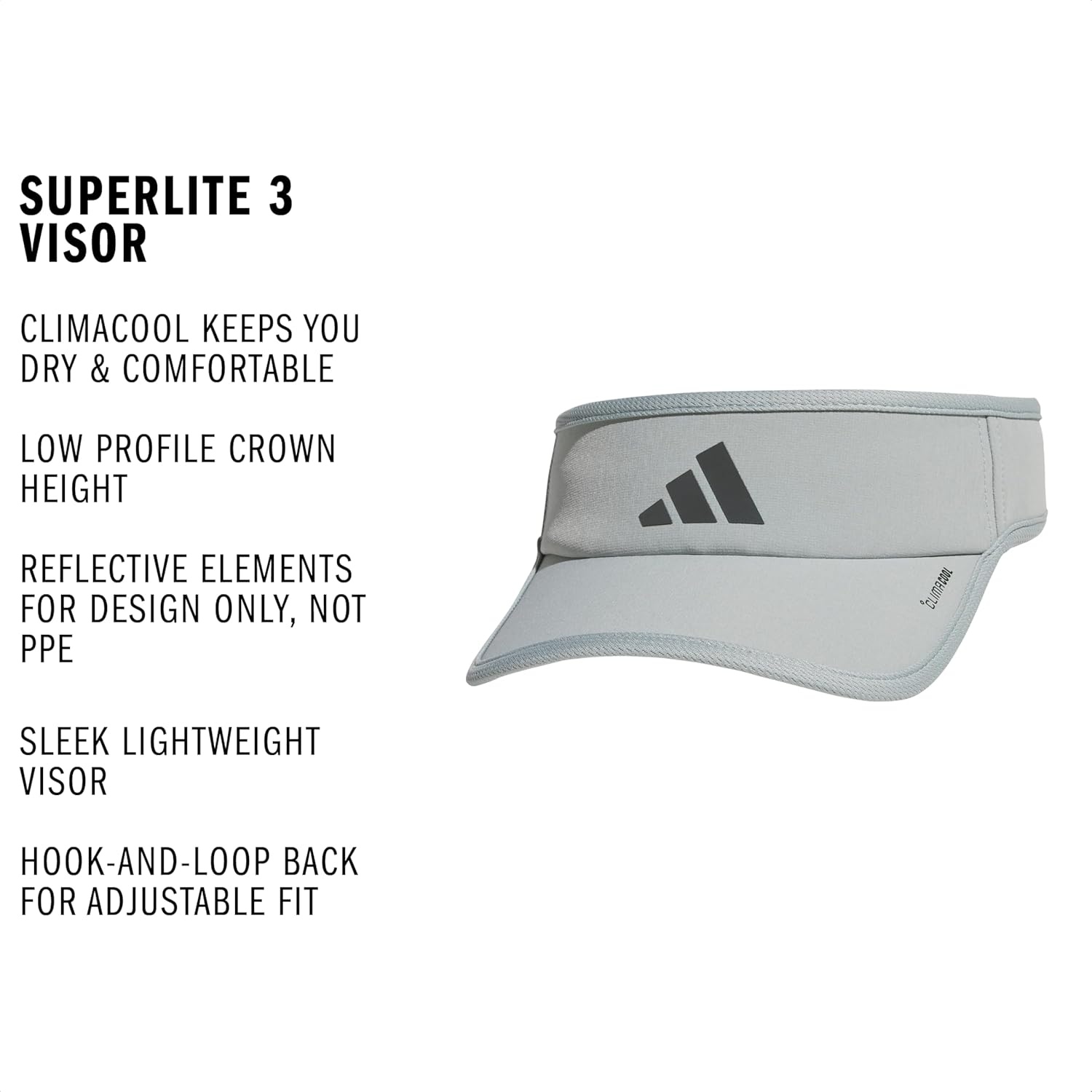 image:imageadidas Mens Superlite Visor Lightweight MoistureWicking Running HatWonder Sage GreenGrey Six3