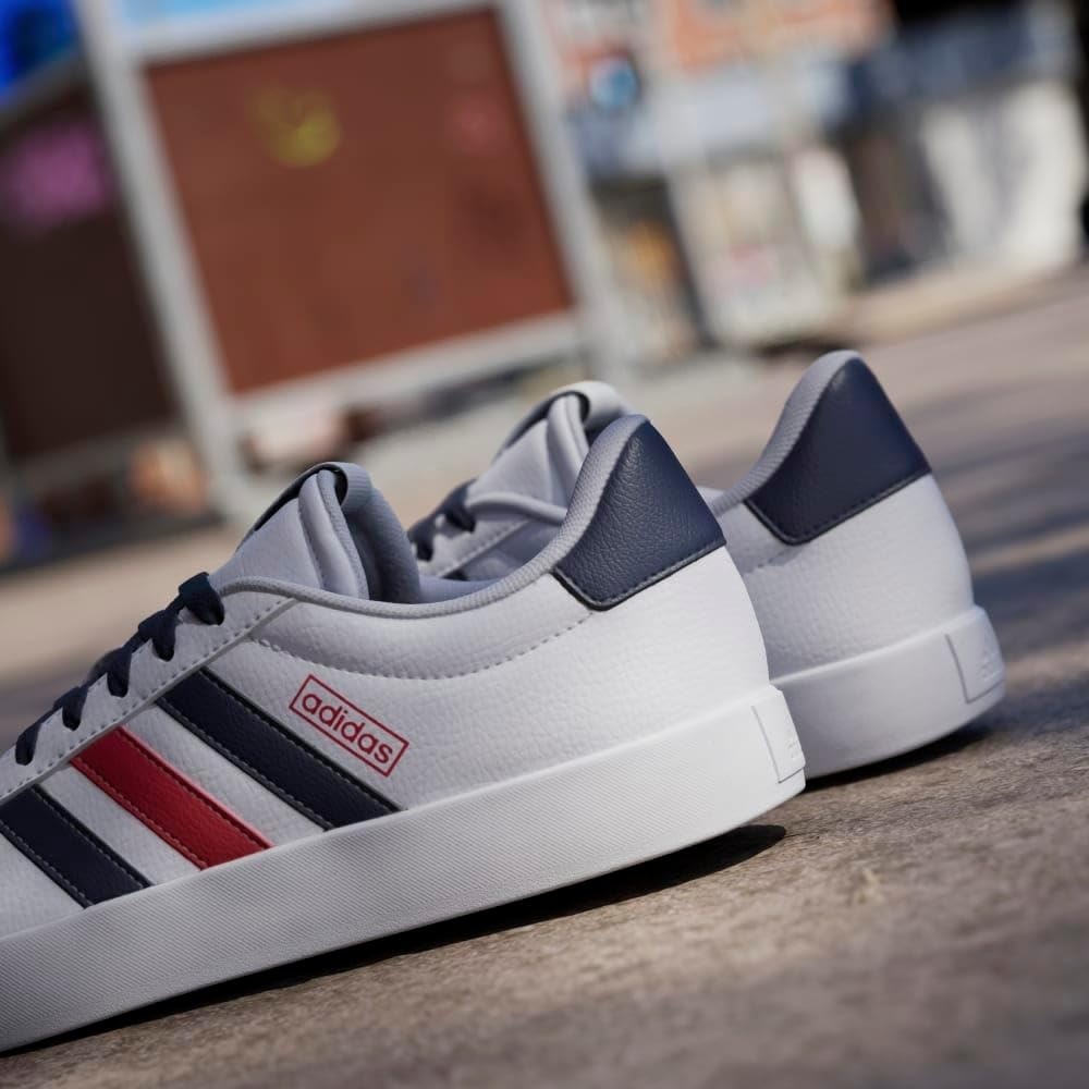 image:imageadidas Mens VL Court 30 SneakersCloud WhiteNavy BlueBetter Scarlet