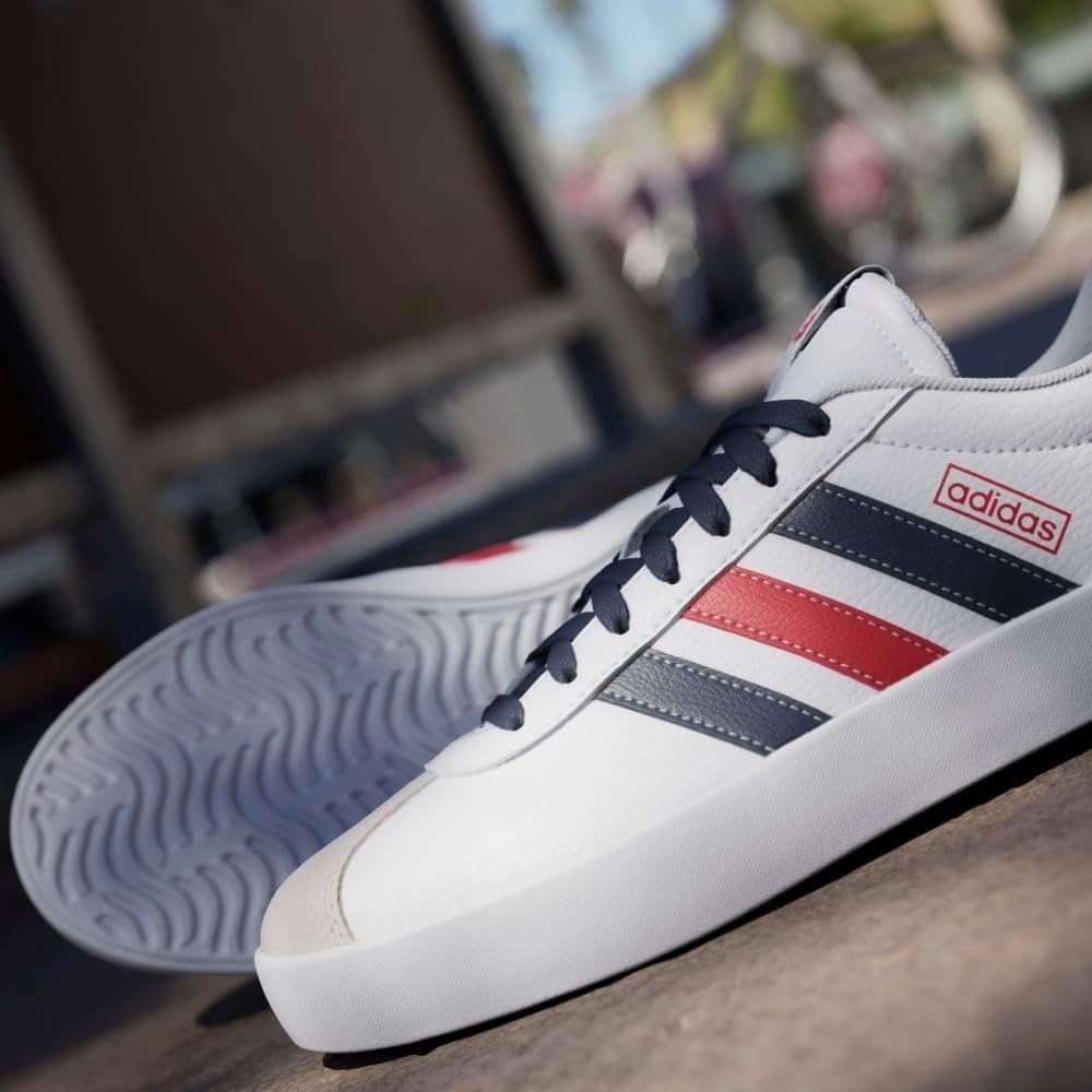 image:imageadidas Mens VL Court 30 SneakersCloud WhiteNavy BlueBetter Scarlet