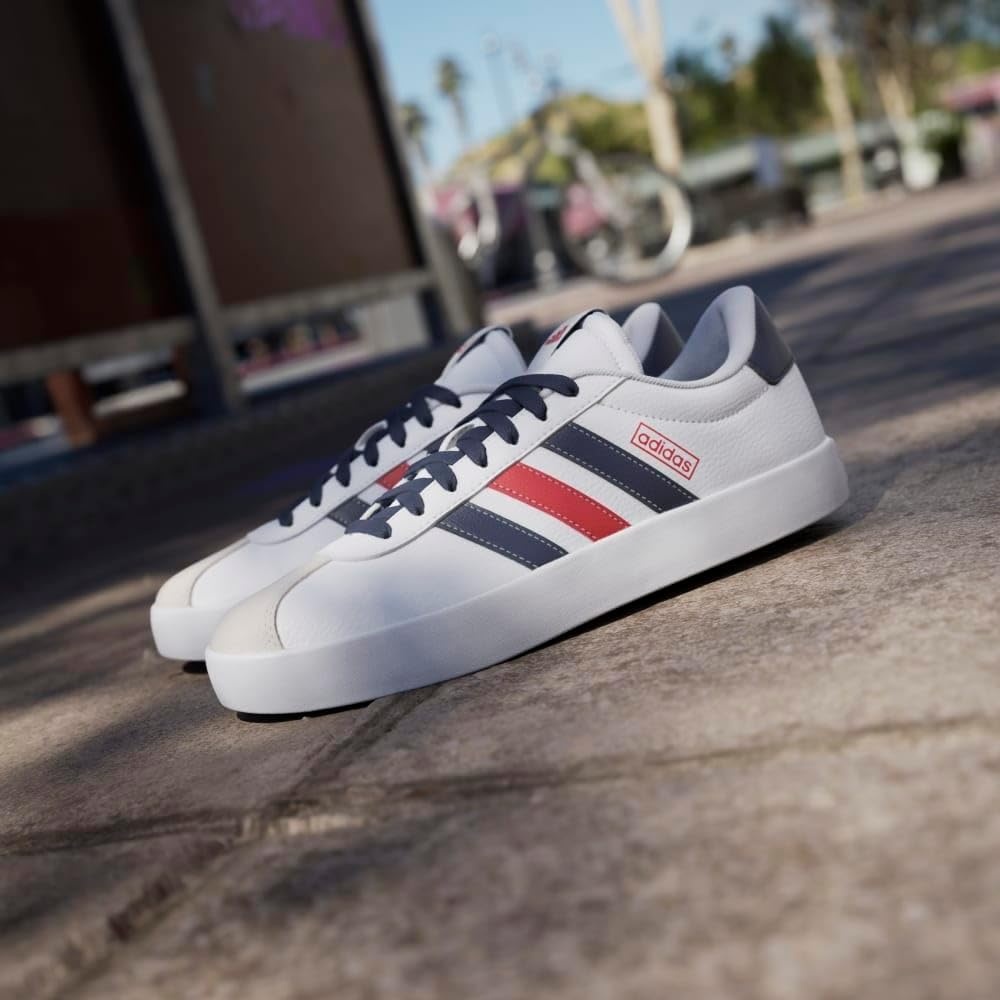 image:imageadidas Mens VL Court 30 SneakersCloud WhiteNavy BlueBetter Scarlet