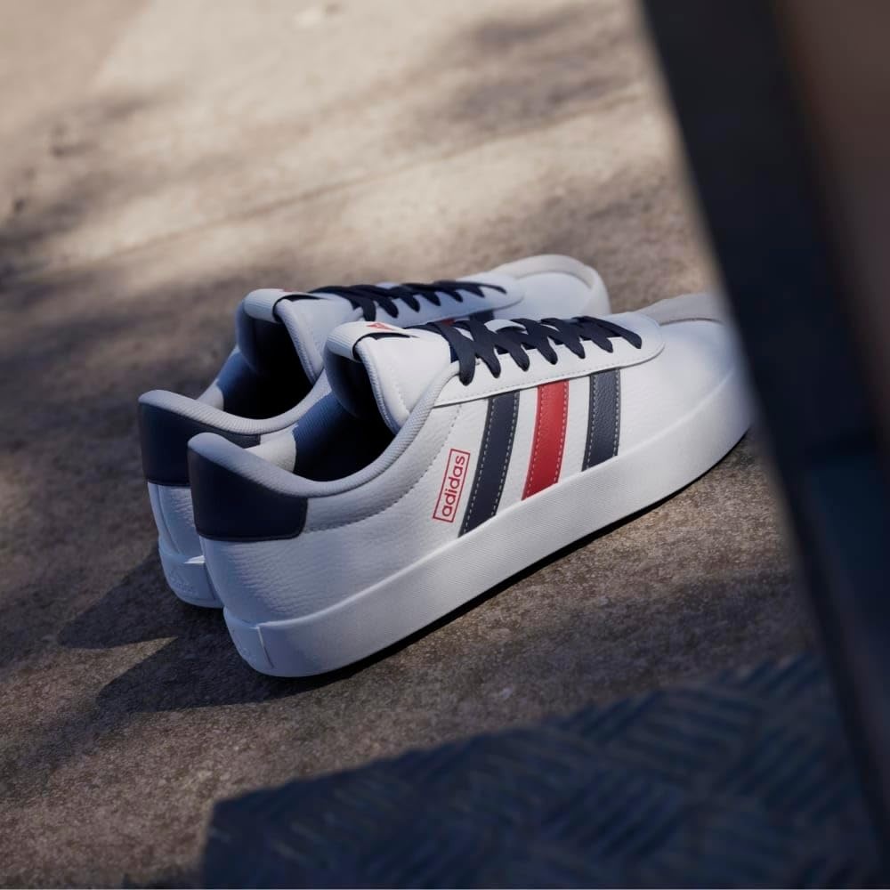 image:imageadidas Mens VL Court 30 SneakersCloud WhiteNavy BlueBetter Scarlet