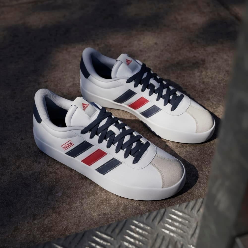 image:imageadidas Mens VL Court 30 SneakersCloud WhiteNavy BlueBetter Scarlet