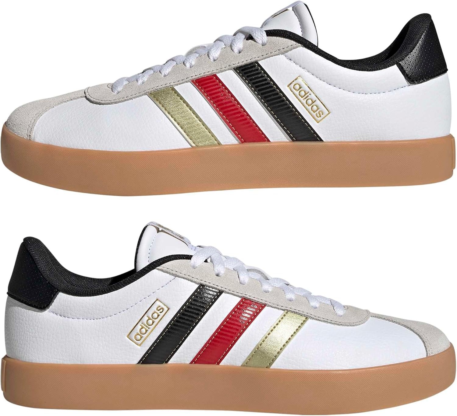 image:imageadidas Mens VL Court 30 SneakersWhiteBlackGold Metallic