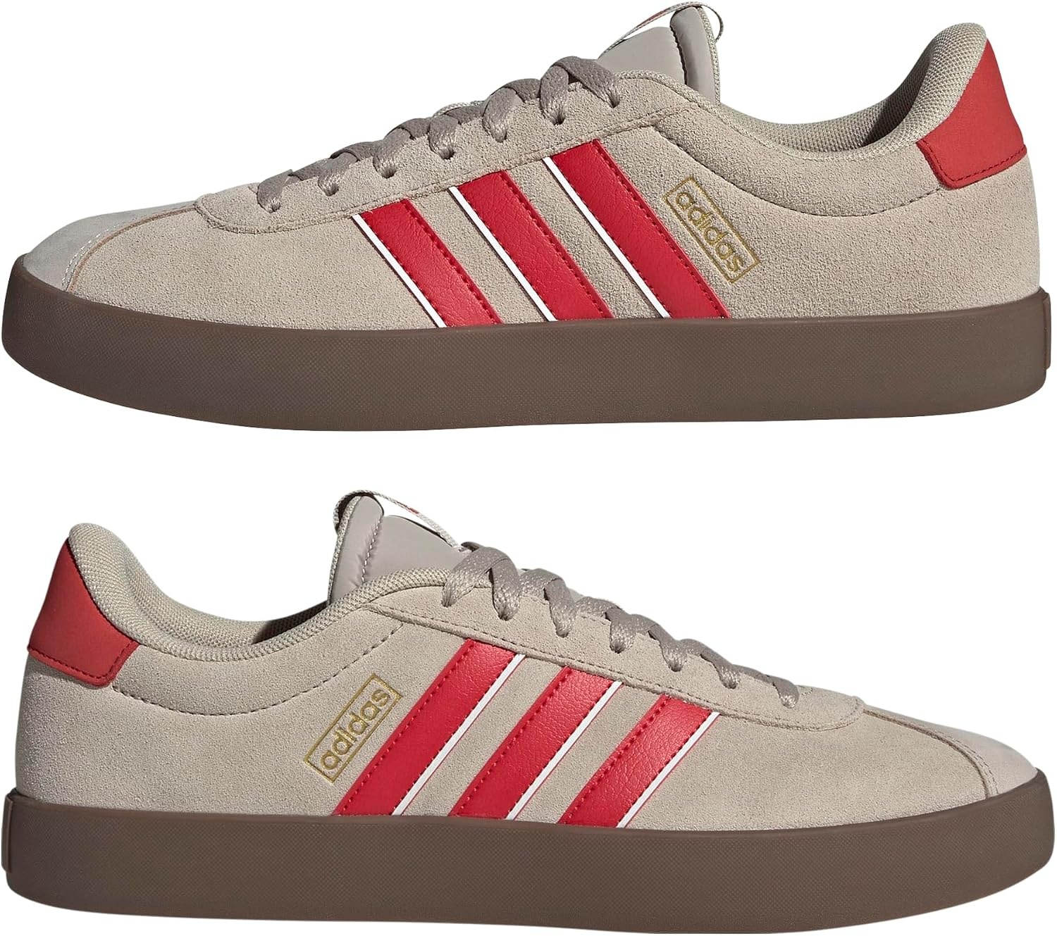 image:imageadidas Mens VL Court 30 SneakersWonder BeigeBetter ScarletWhite