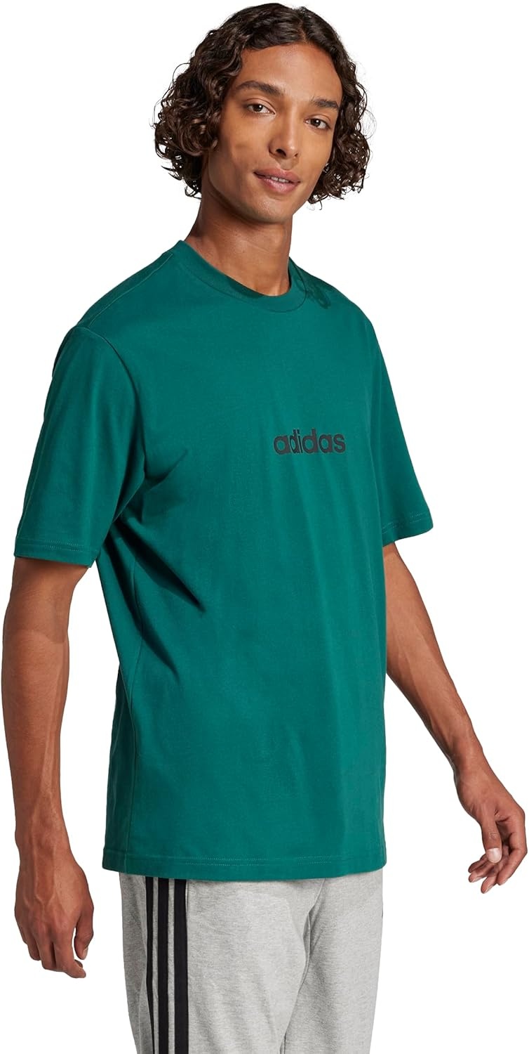 image:imageadidas Originals Mens Essentials Linear Single Jersey TShirtCollegiate GreenBlack