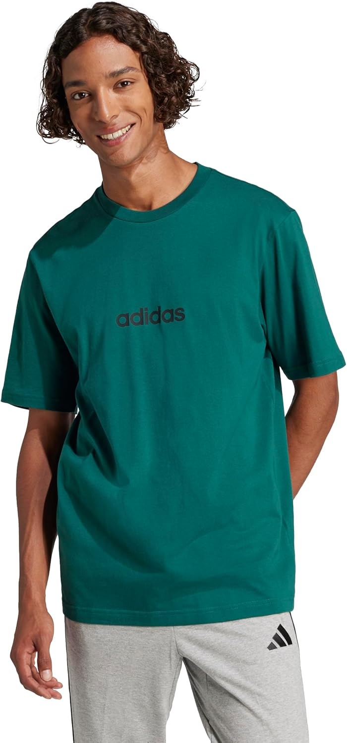 image:imageadidas Originals Mens Essentials Linear Single Jersey TShirtCollegiate GreenBlack