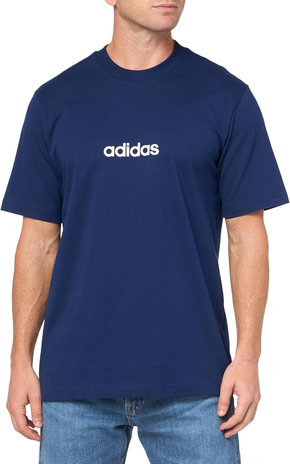 image:imageadidas Originals Mens Essentials Linear Single Jersey TShirtDark BlueWhite