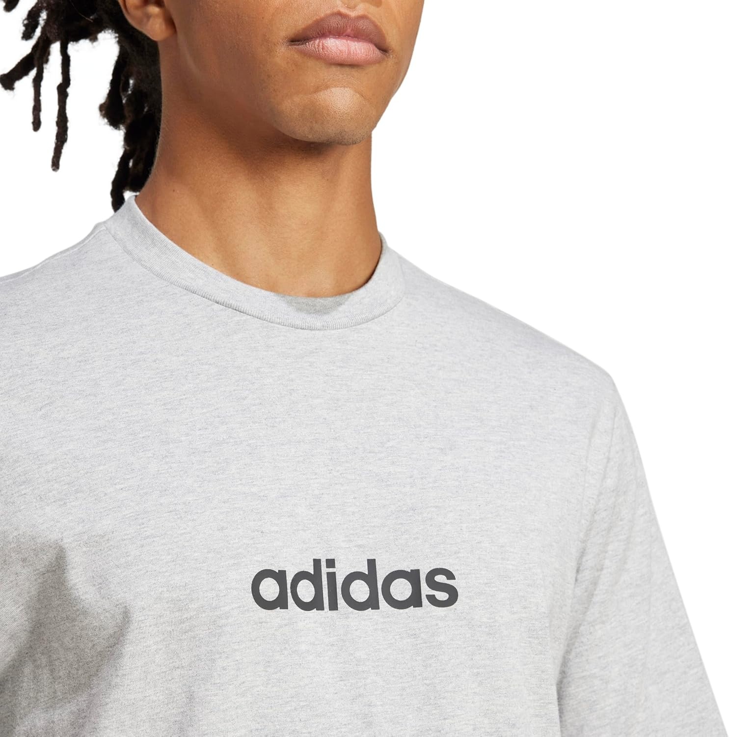 image:imageadidas Originals Mens Essentials Linear Single Jersey TShirtGrey HeatherBlack