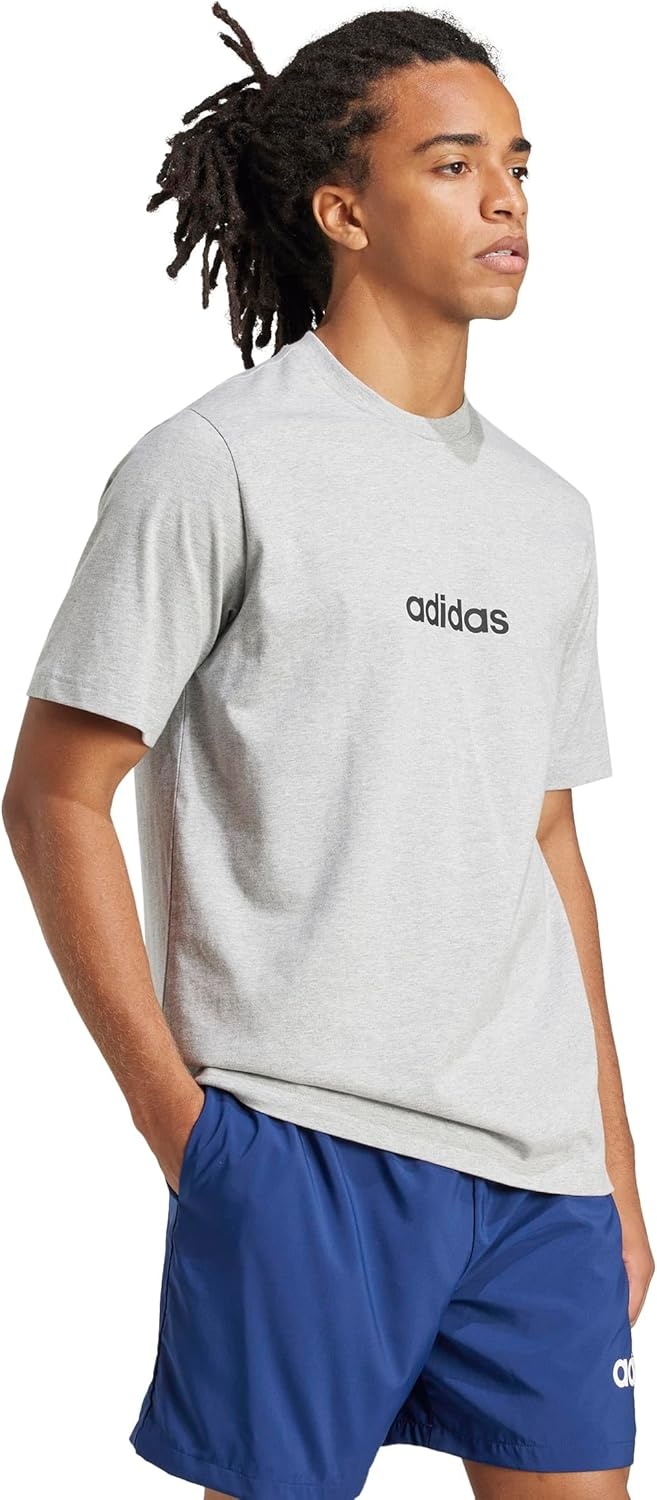 image:imageadidas Originals Mens Essentials Linear Single Jersey TShirtGrey HeatherBlack