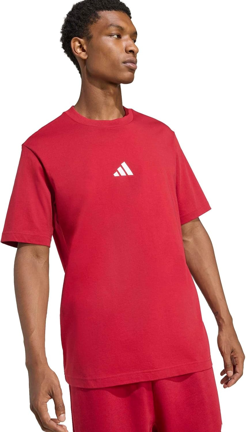 image:imageadidas Originals Mens Essentials Small Logo Single Jersey TShirtMaroonWhite