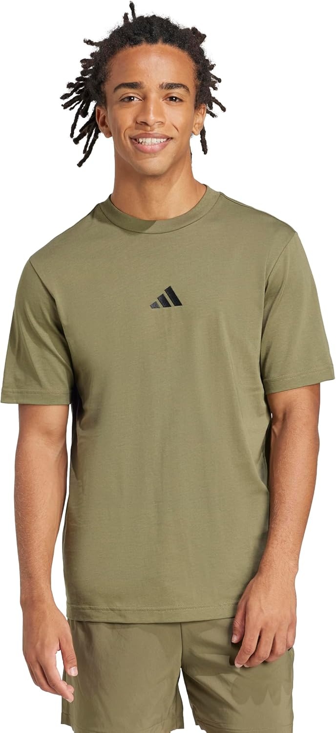 image:imageadidas Originals Mens Essentials Small Logo Single Jersey TShirtOlive StrataBlack