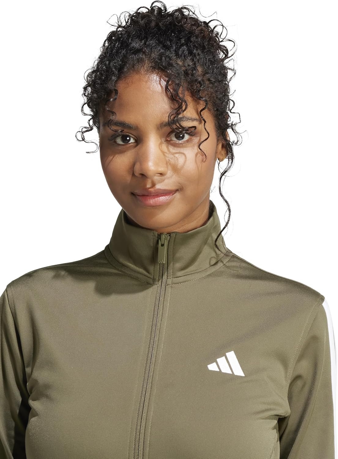 image:imageadidas Originals Womens Tricot 3Stripes Track Top SweatshirtOlive StrataWhite