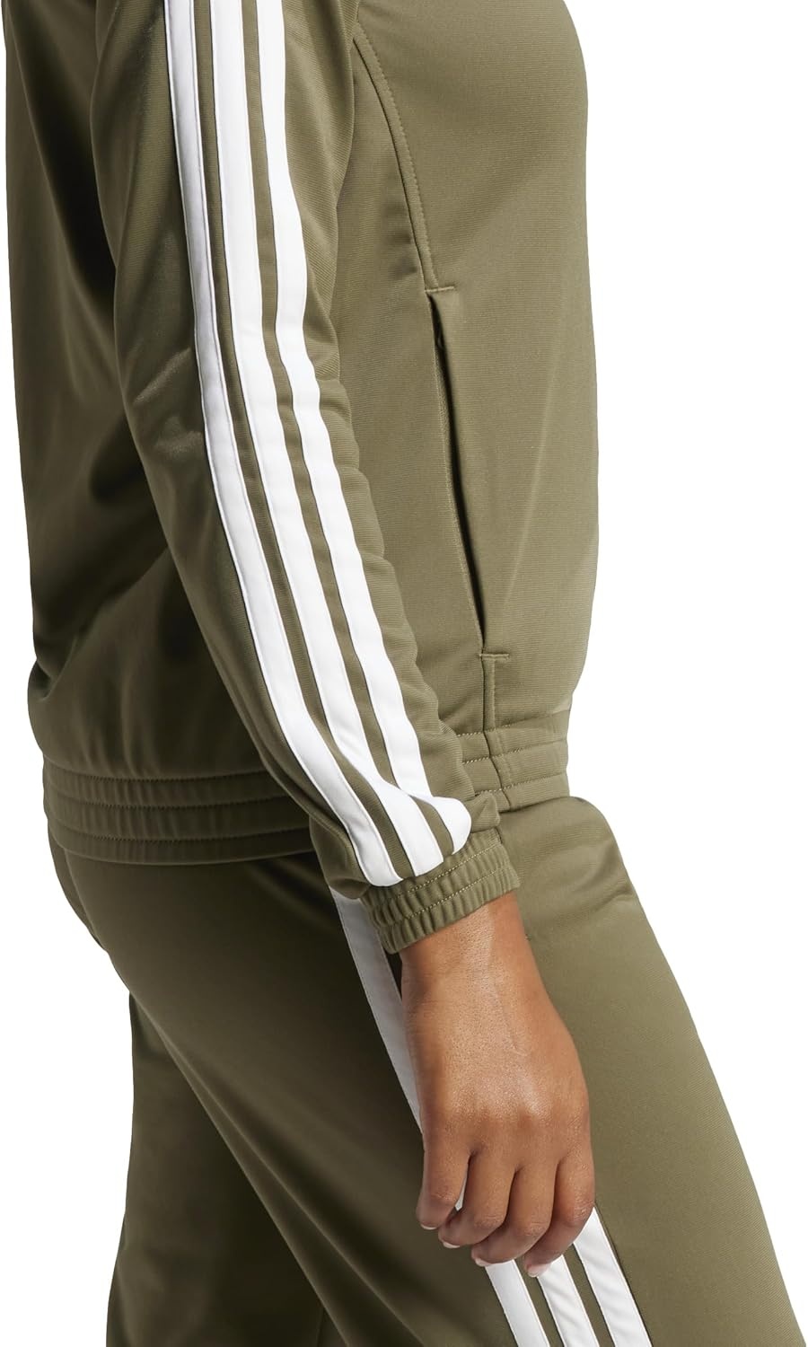 image:imageadidas Originals Womens Tricot 3Stripes Track Top SweatshirtOlive StrataWhite
