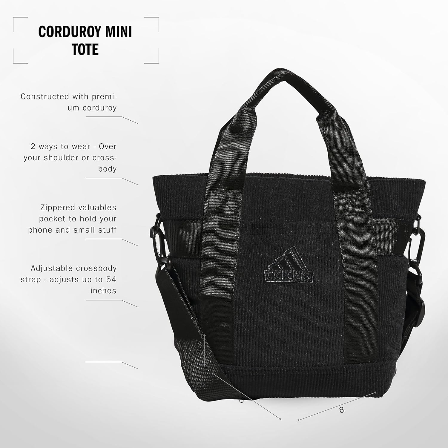 image:imageadidas Small Tote Mini Bag for Women and MenCorduroyBlack