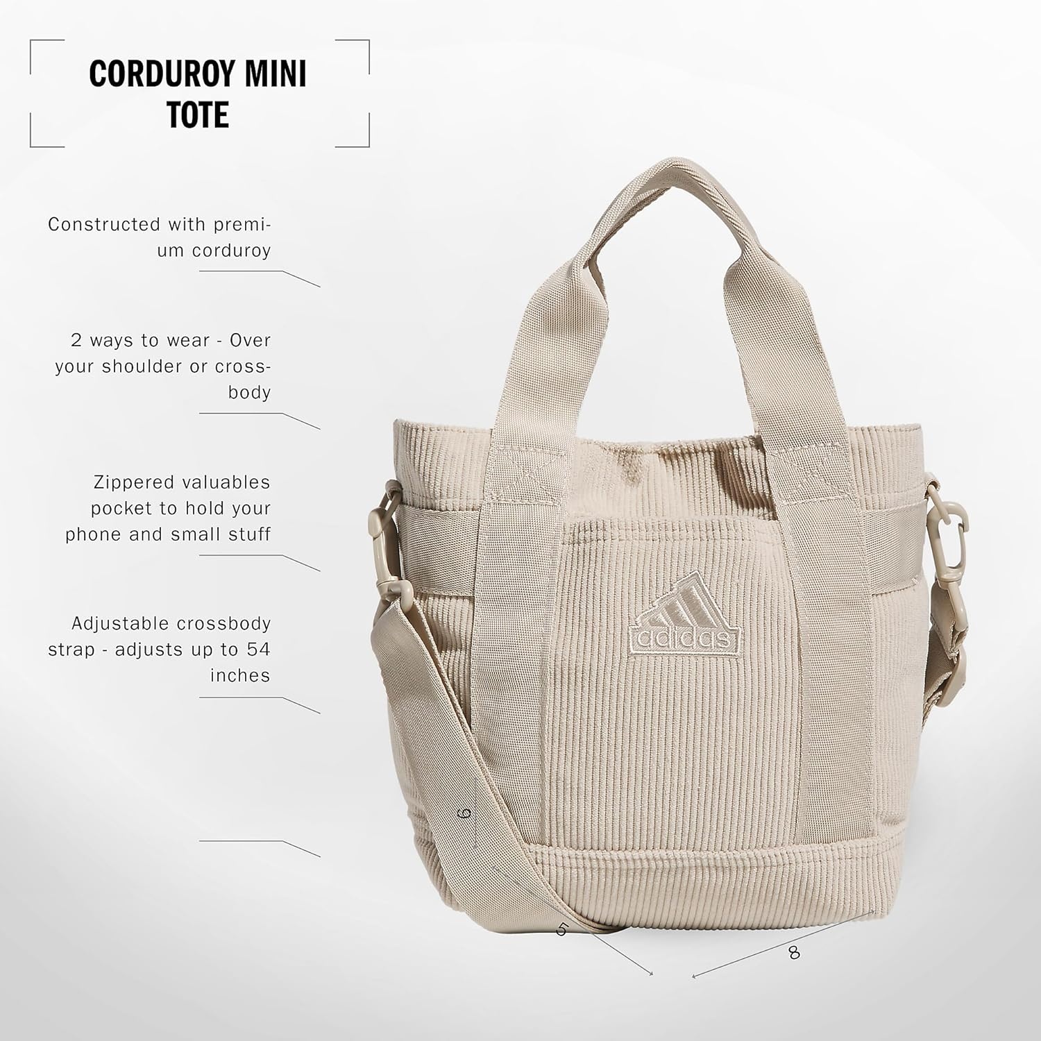 image:imageadidas Small Tote Mini Bag for Women and MenCorduroyWonder Beige