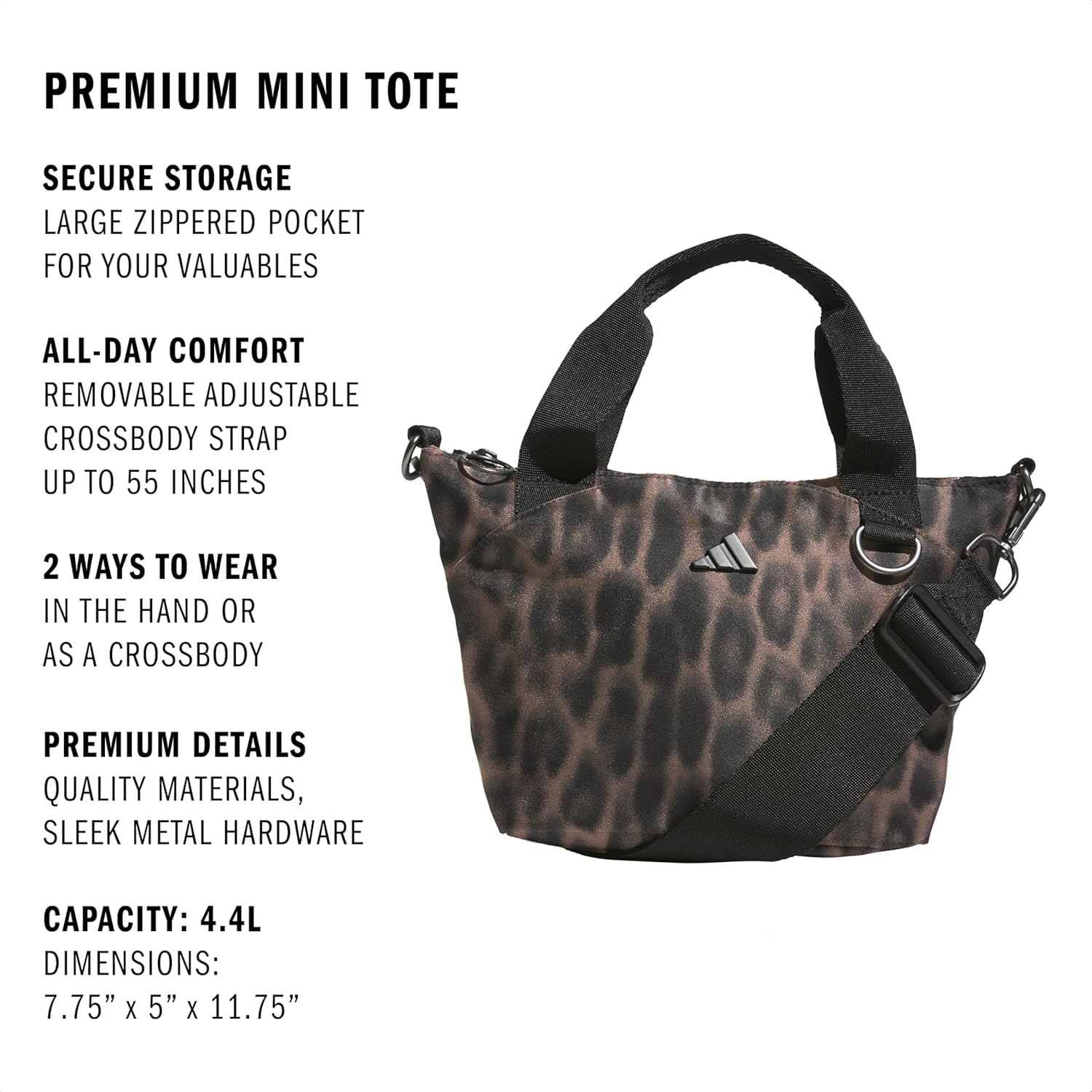 image:imageadidas Small Tote Mini Bag for Women and MenPremiumLeopard Blackearth StrataBlack