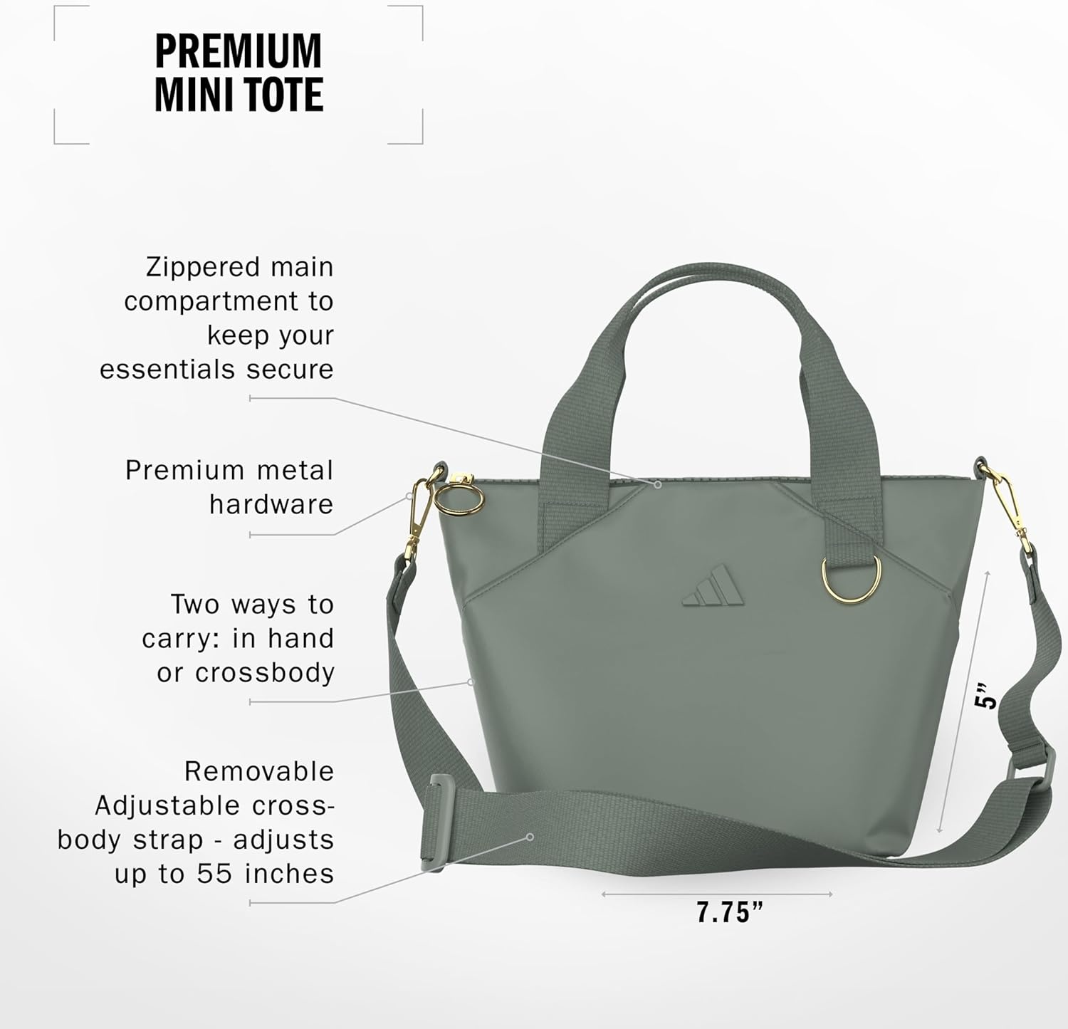 image:imageadidas Small Tote Mini Bag for Women and MenPremiumSilver GreenGold Metallic