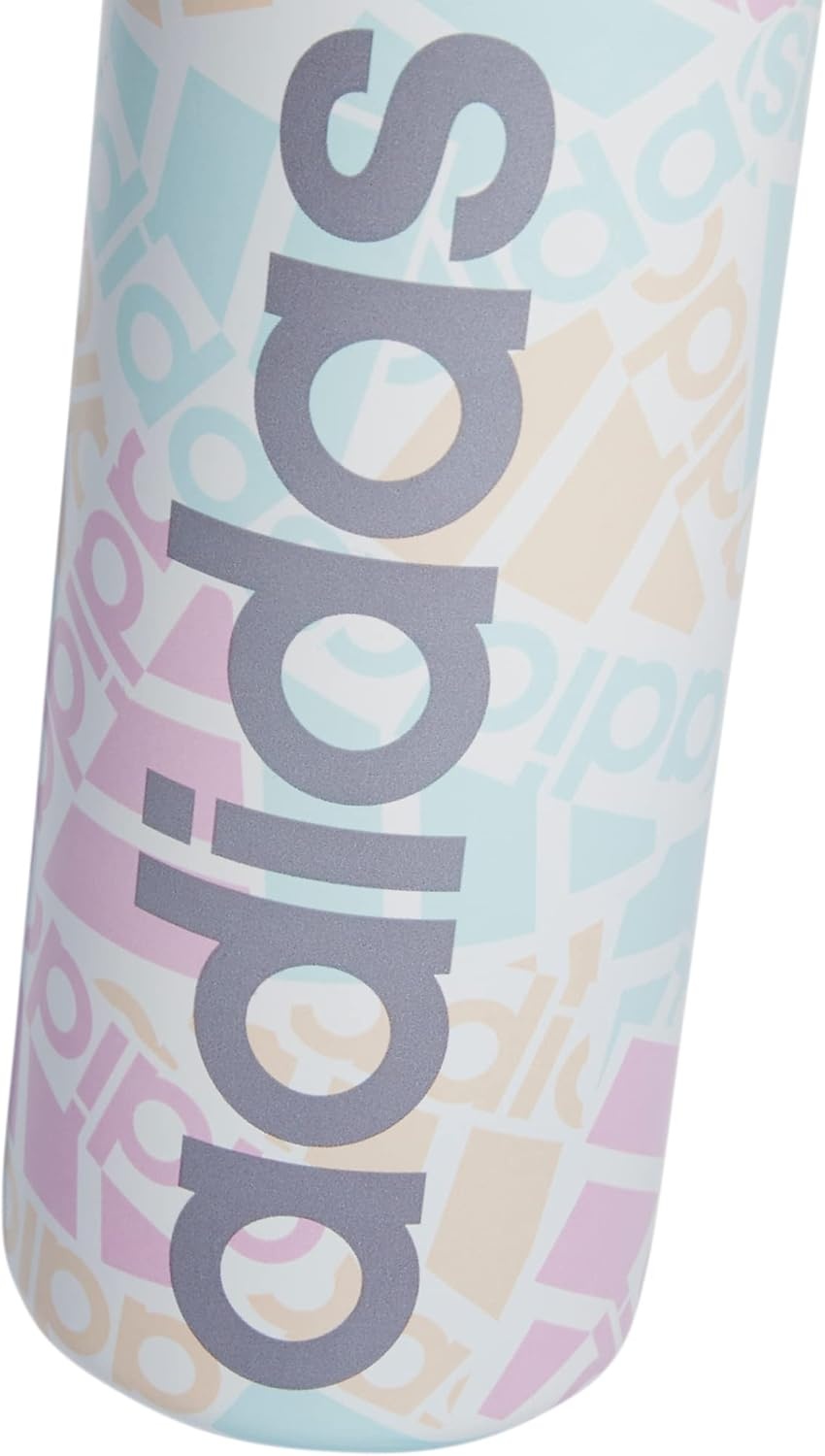 image:imageadidas Stainless Steel Metal Water Bottle 20 oz 600 mL Straw LidAdi Multi CollageAlmost BlueGrey
