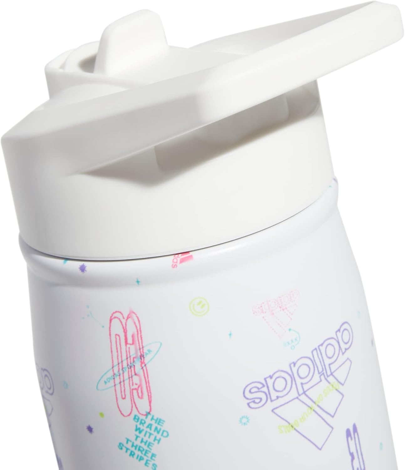 image:imageadidas Stainless Steel Metal Water Bottle 20 oz 600 mL Straw LidIcon Brand Love WhiteWhiteFlash Aqua Blue