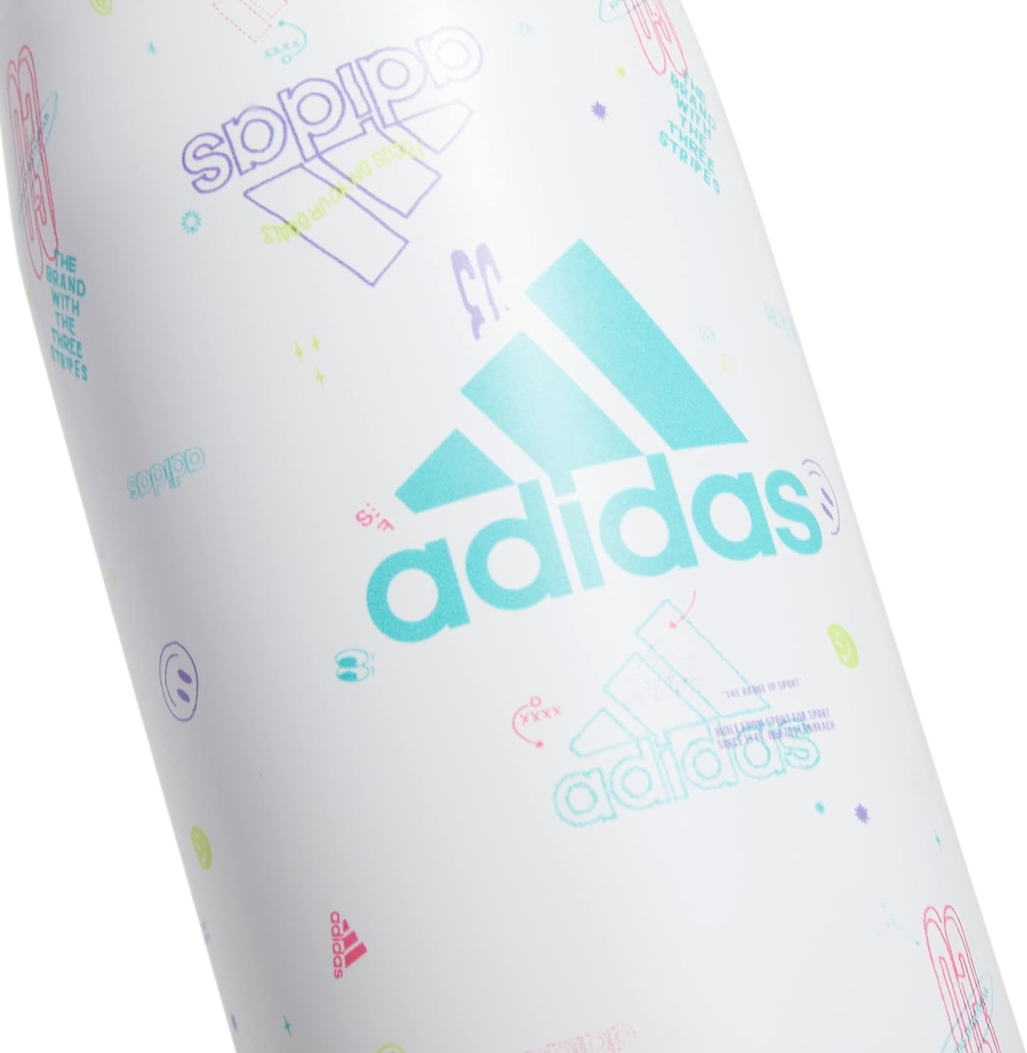 image:imageadidas Stainless Steel Metal Water Bottle 20 oz 600 mL Straw LidIcon Brand Love WhiteWhiteFlash Aqua Blue