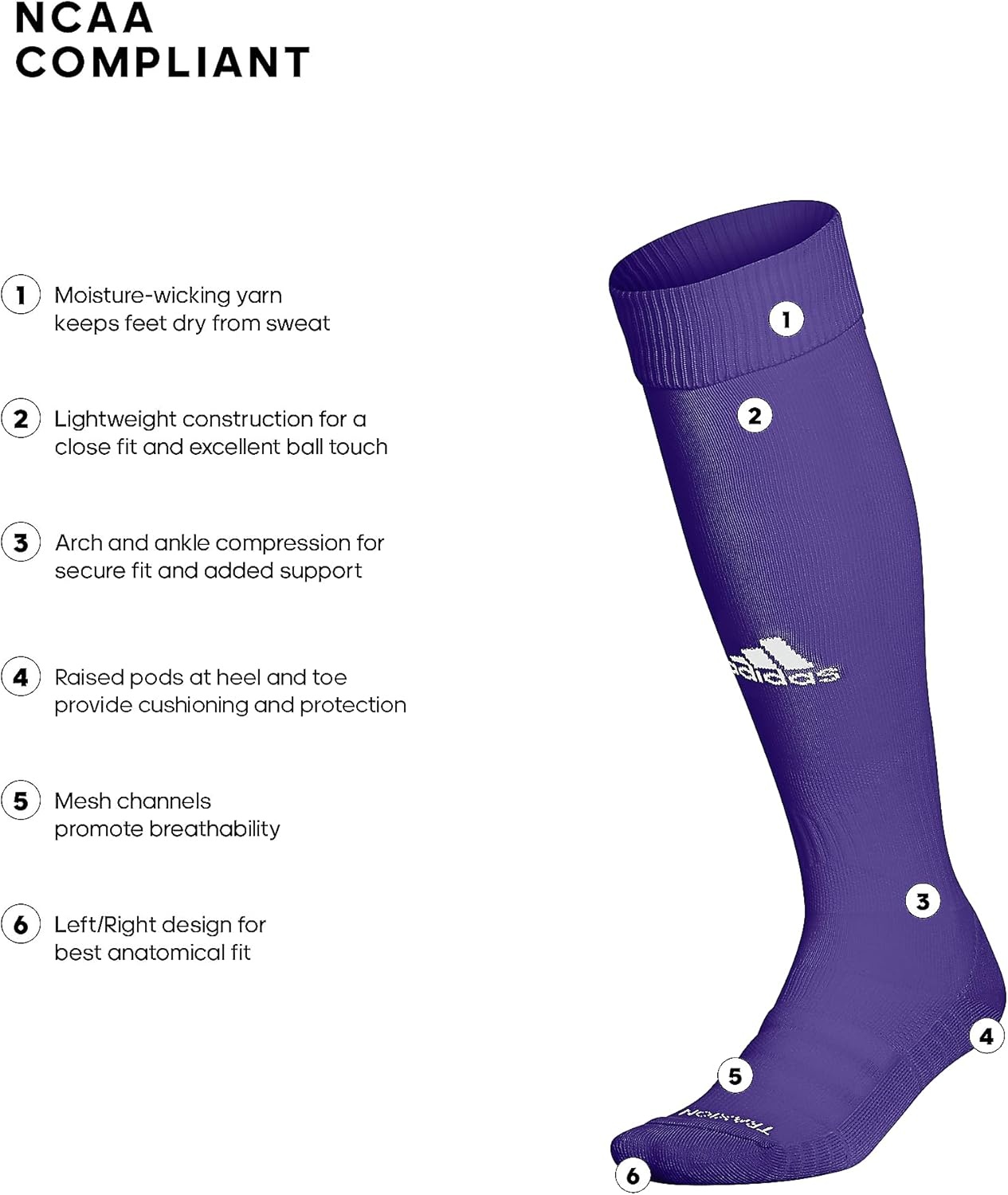 image:imageadidas Team Speed 3 Soccer Socks 1PairCollegiate PurpleSand BeigeWhite