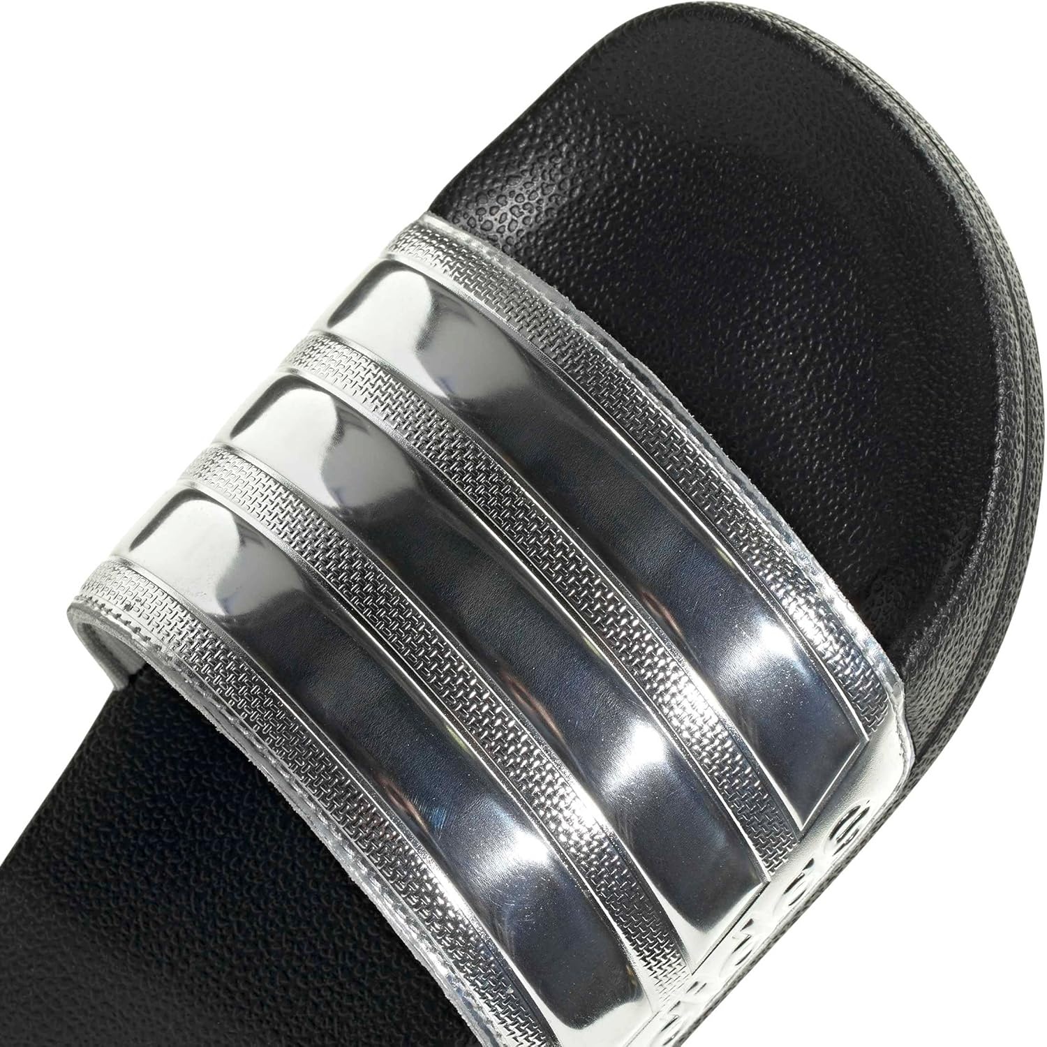 image:imageadidas Unisex Adult Adilette Shower Slide SandalBlackSilver MetallicSilver Metallic
