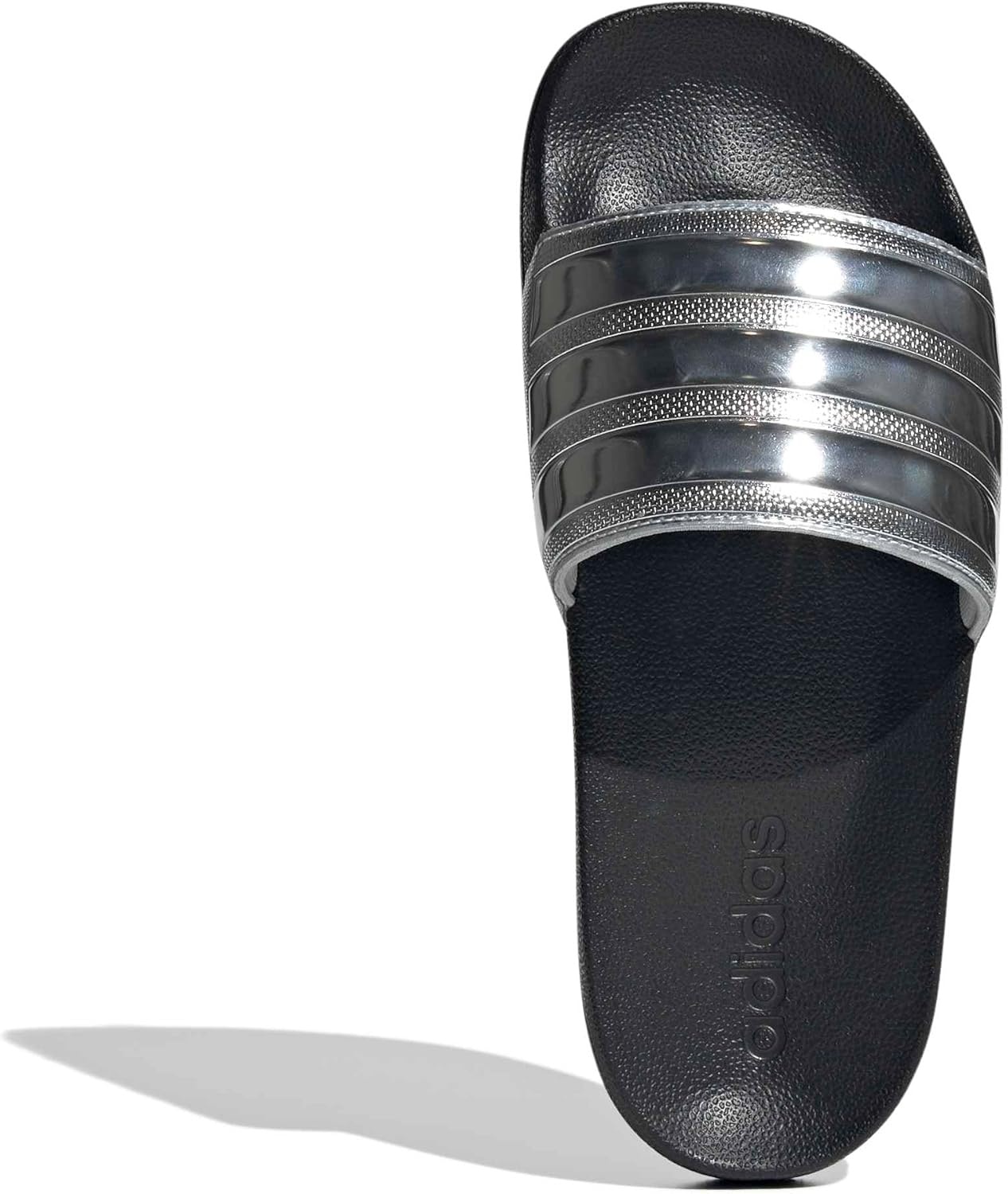 image:imageadidas Unisex Adult Adilette Shower Slide SandalBlackSilver MetallicSilver Metallic