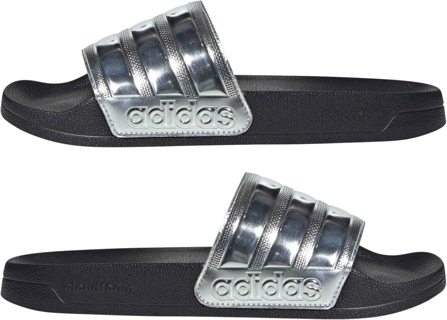 image:imageadidas Unisex Adult Adilette Shower Slide SandalBlackSilver MetallicSilver Metallic