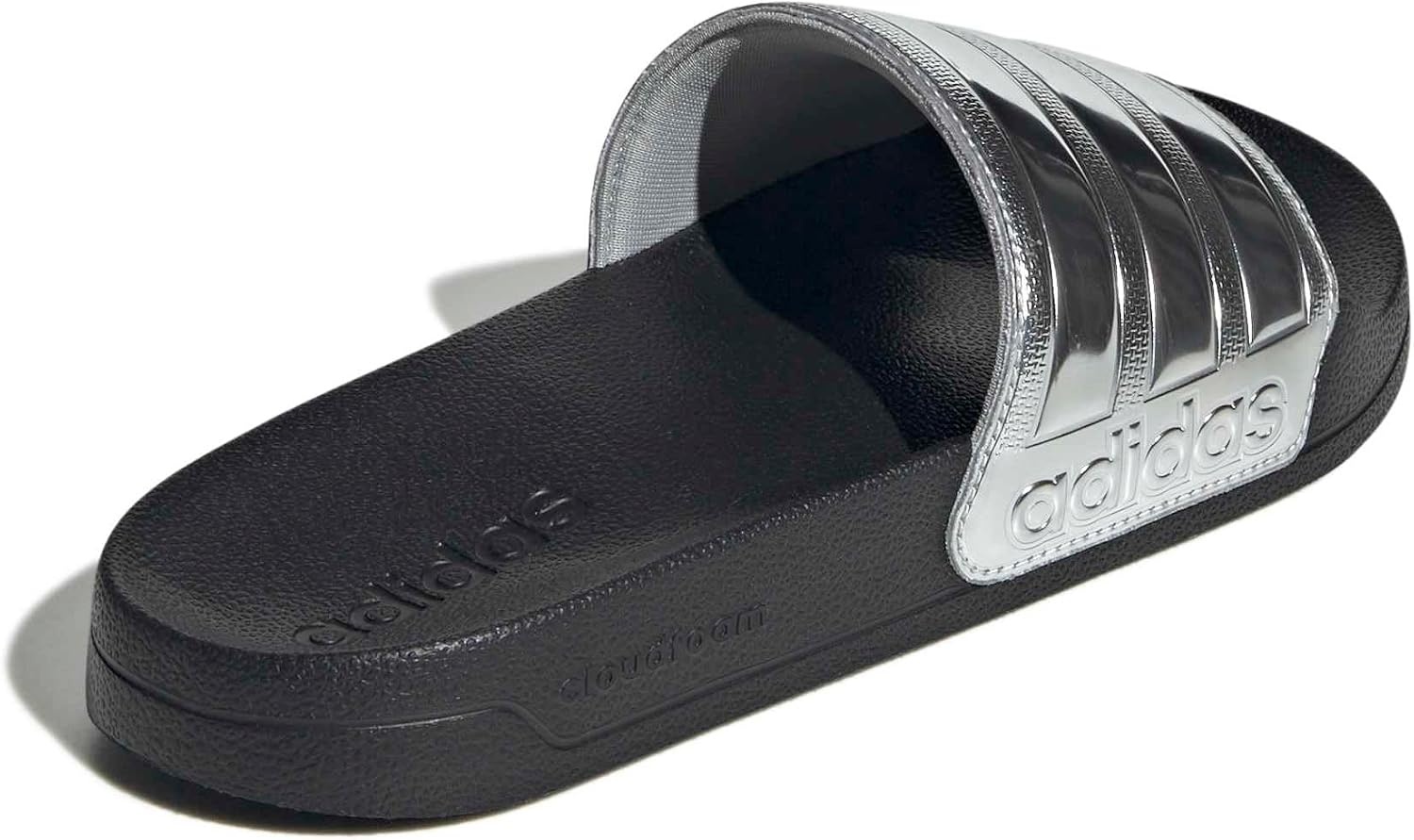 image:imageadidas Unisex Adult Adilette Shower Slide SandalBlackSilver MetallicSilver Metallic